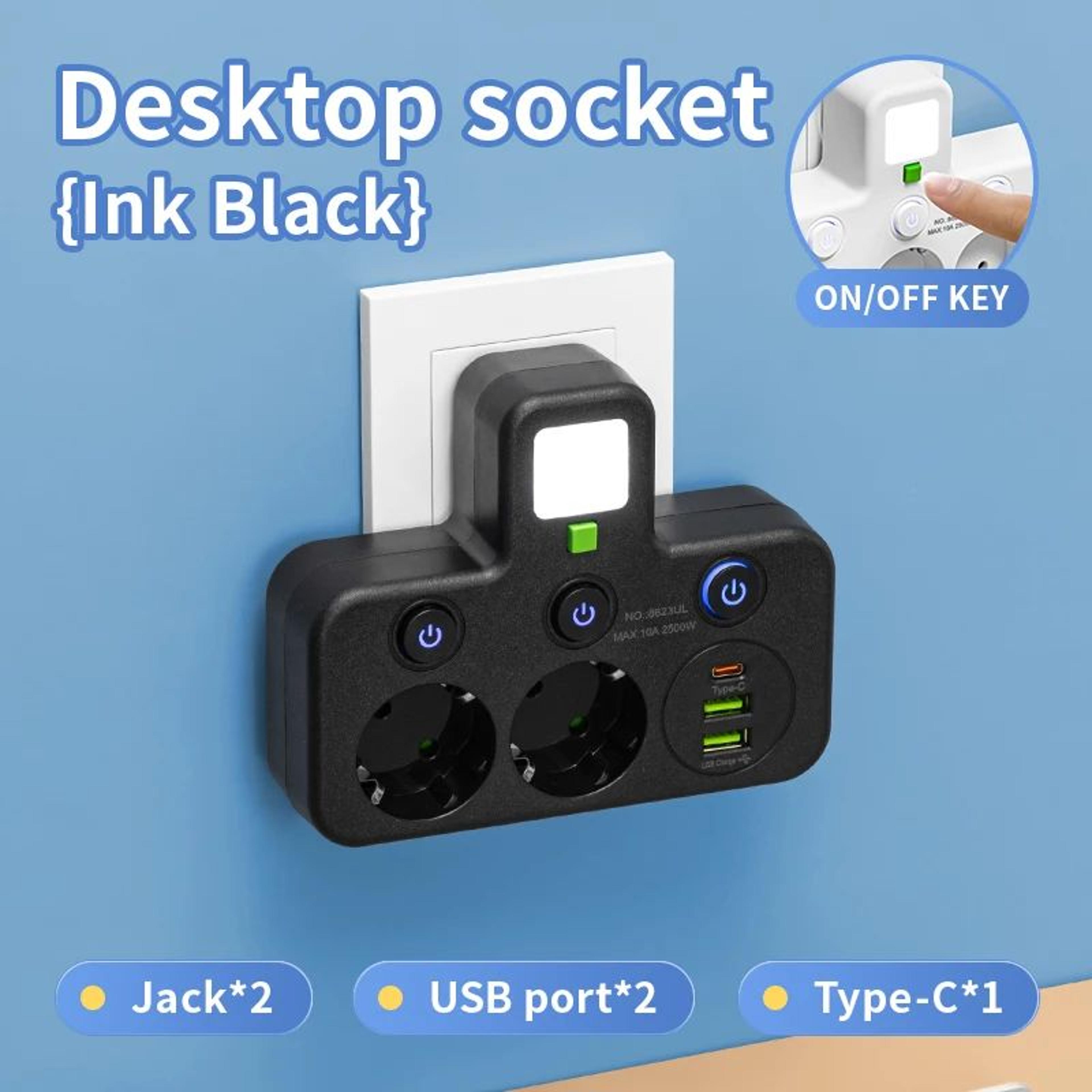 EU Power Strip With USB Charger And Separate Switches 4