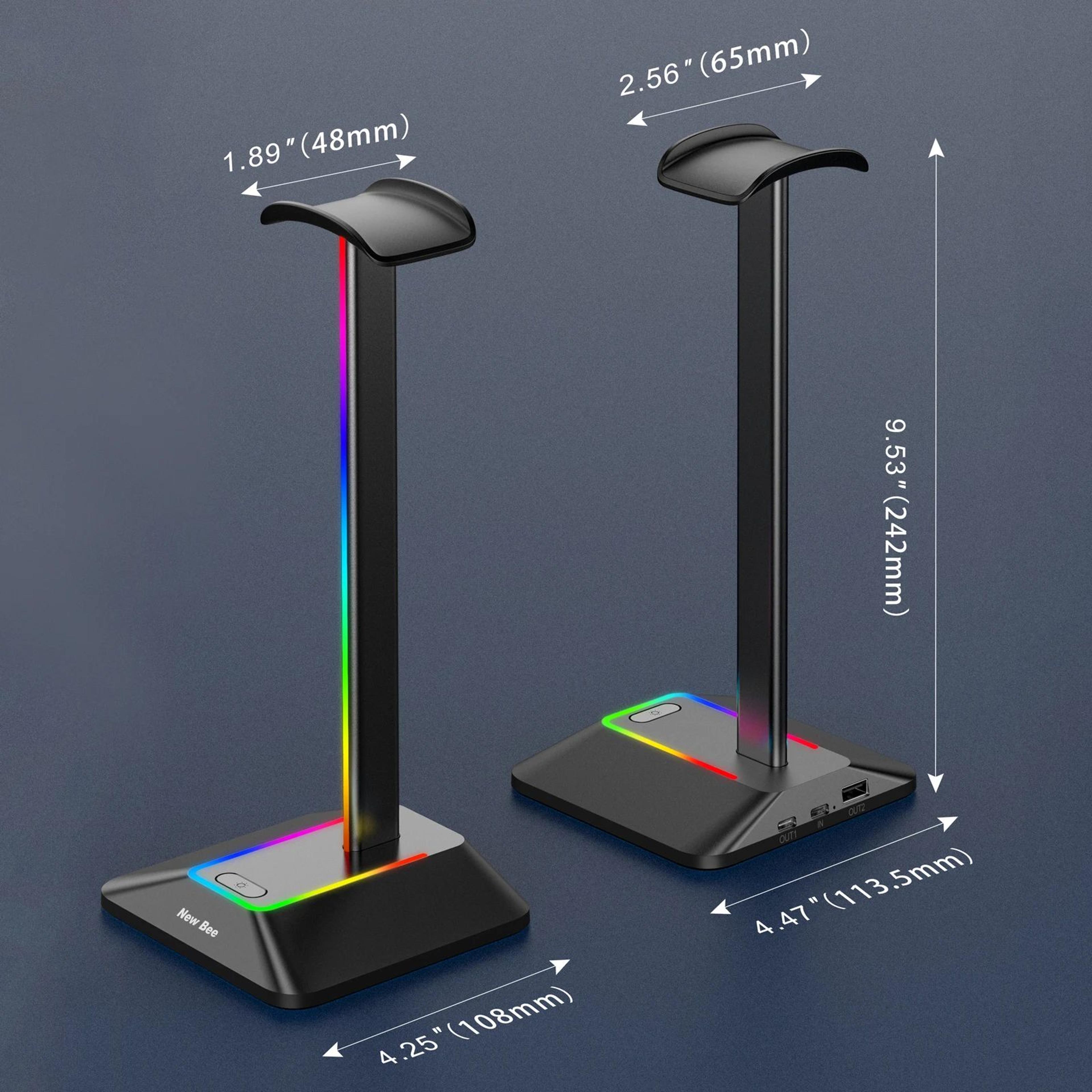 RGB Gaming Headphone Stand With USB 3