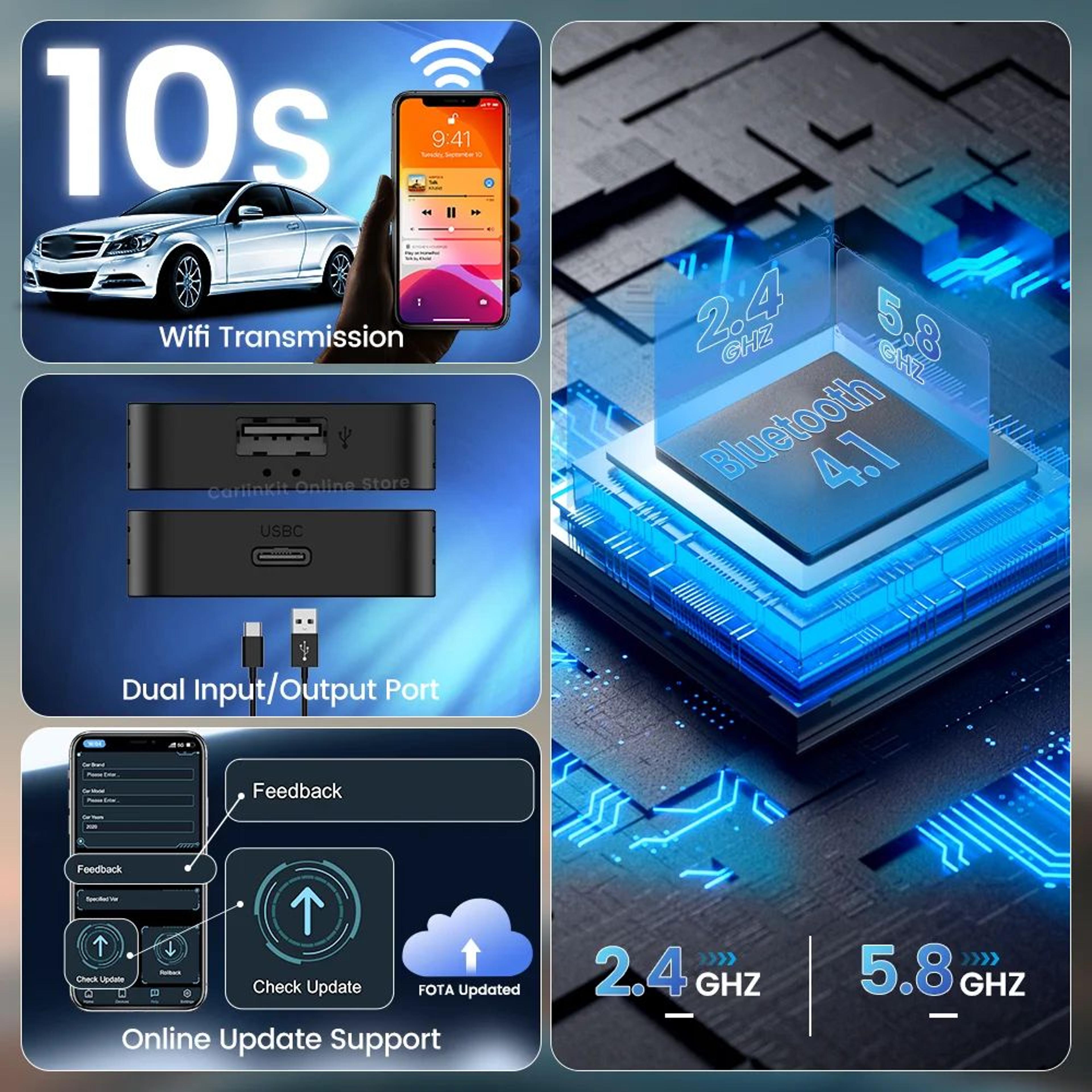 Carlin Kit 50 Wireless CarPlay Android Auto Adapter 3