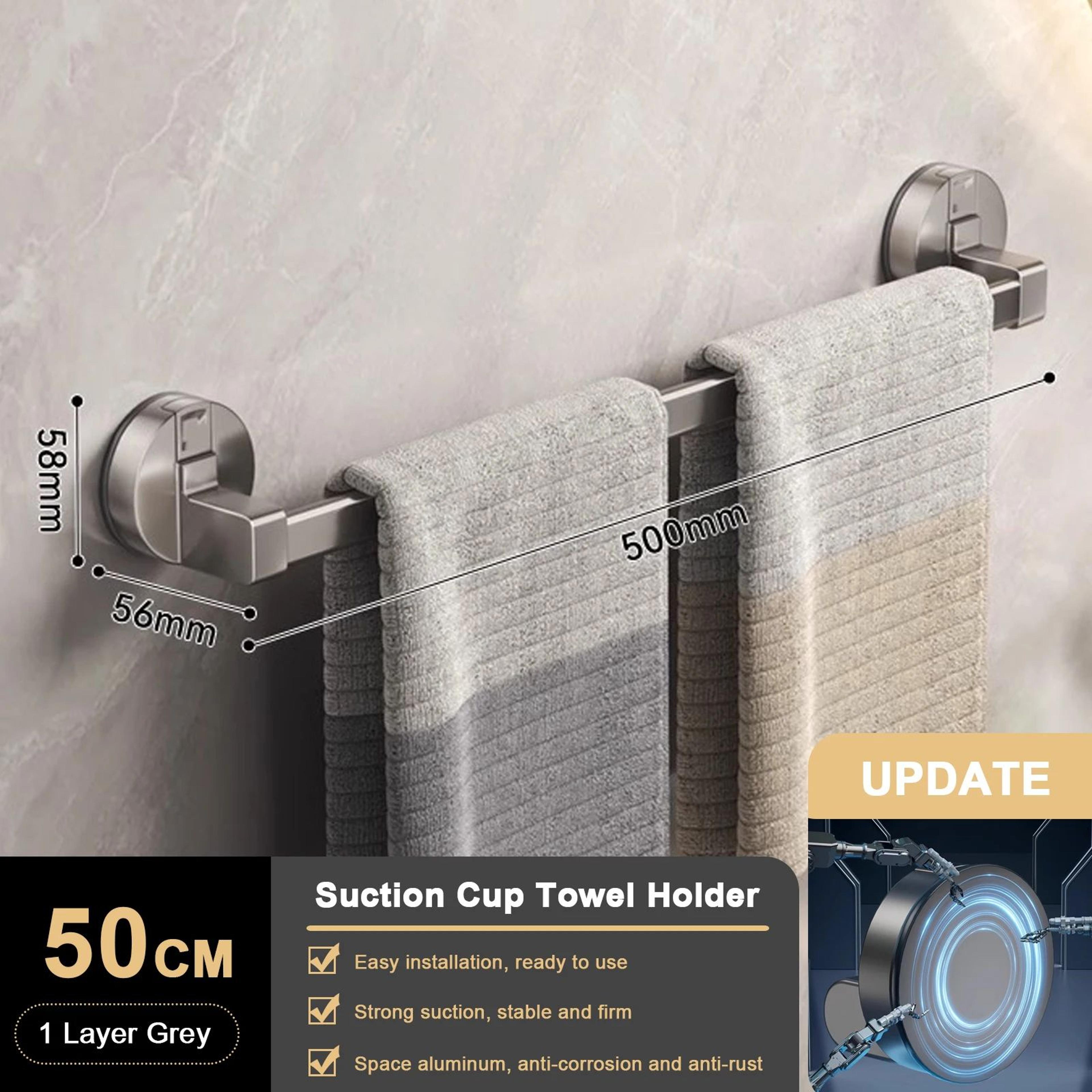 Suction Cup Double Bar Bathroom Towel Rack 14