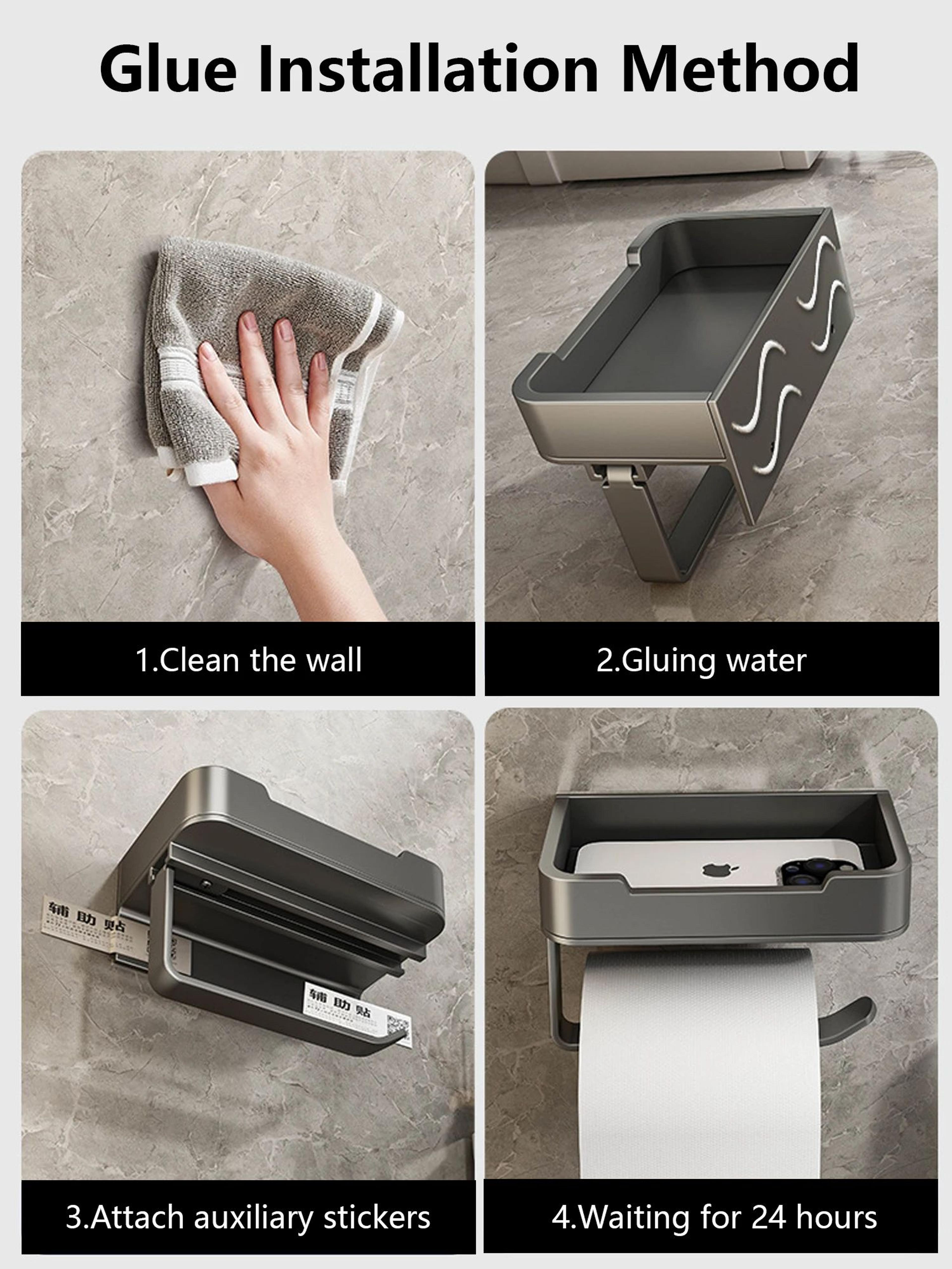Aluminum Wall Mounted Toilet Paper Holder Shelf 10