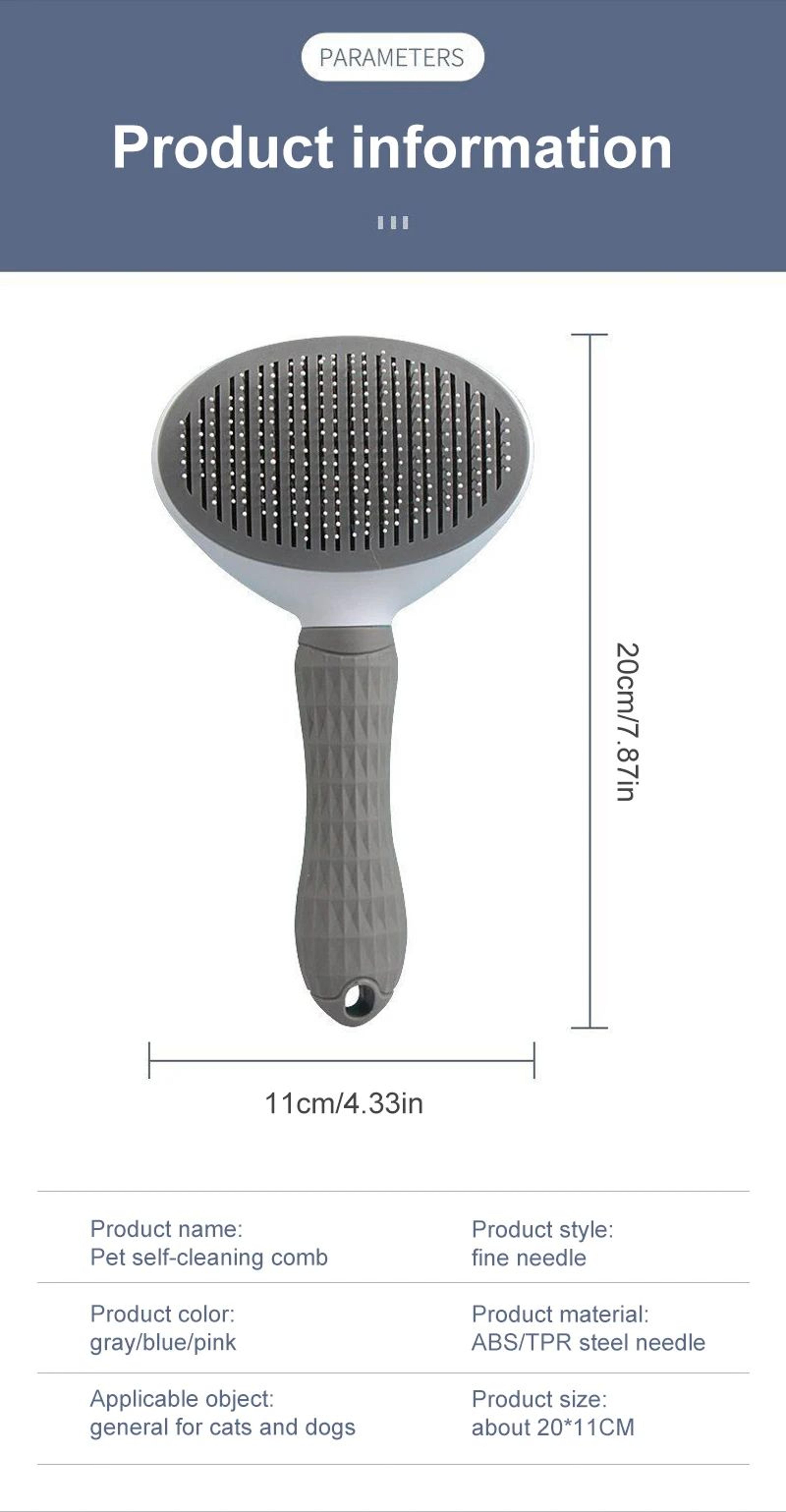 Pet Hair Remover Grooming Brush Comb 24