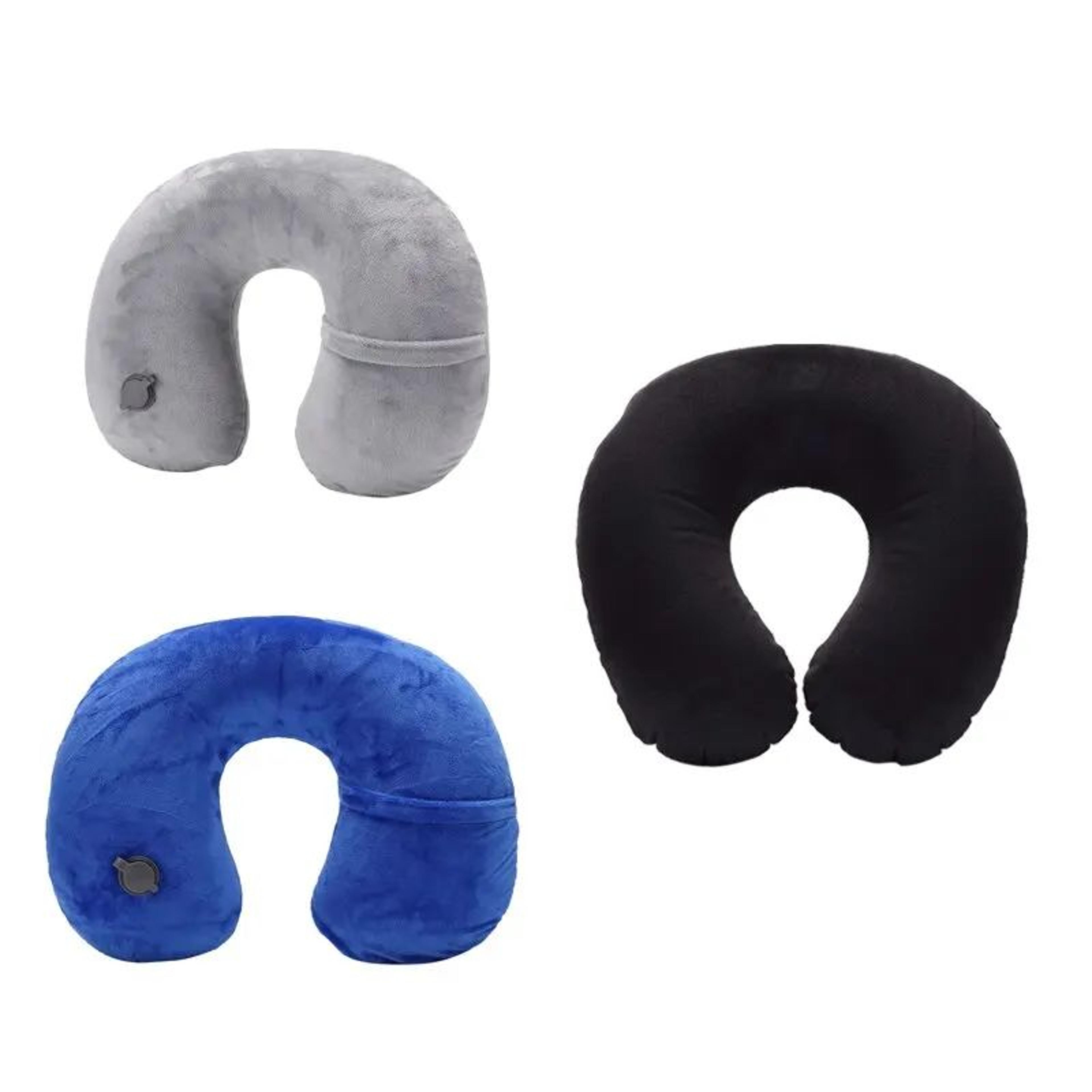 Inflatable U Shaped Travel Neck Pillow Gray 0