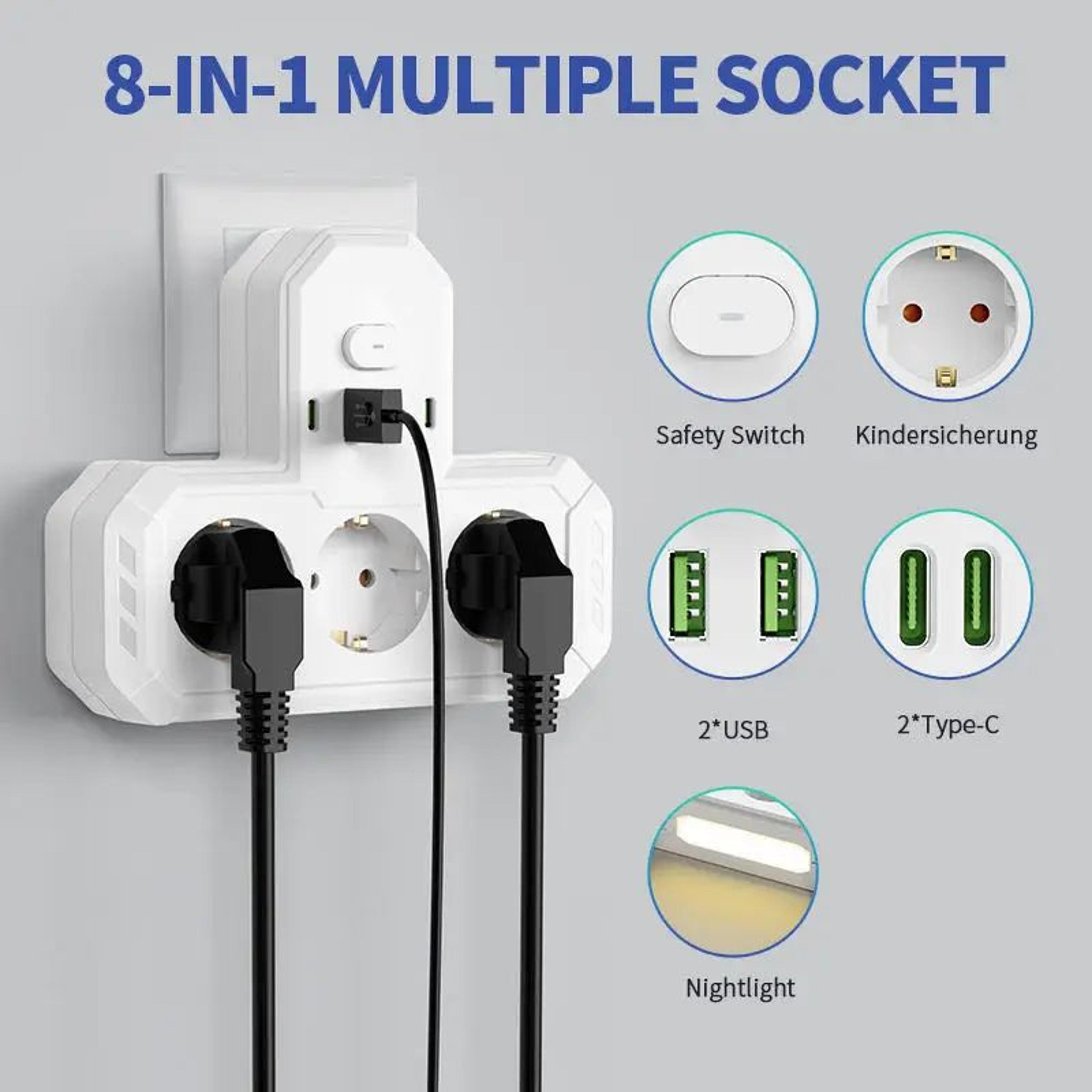 EU 4Socket Wall Power Outlet 25