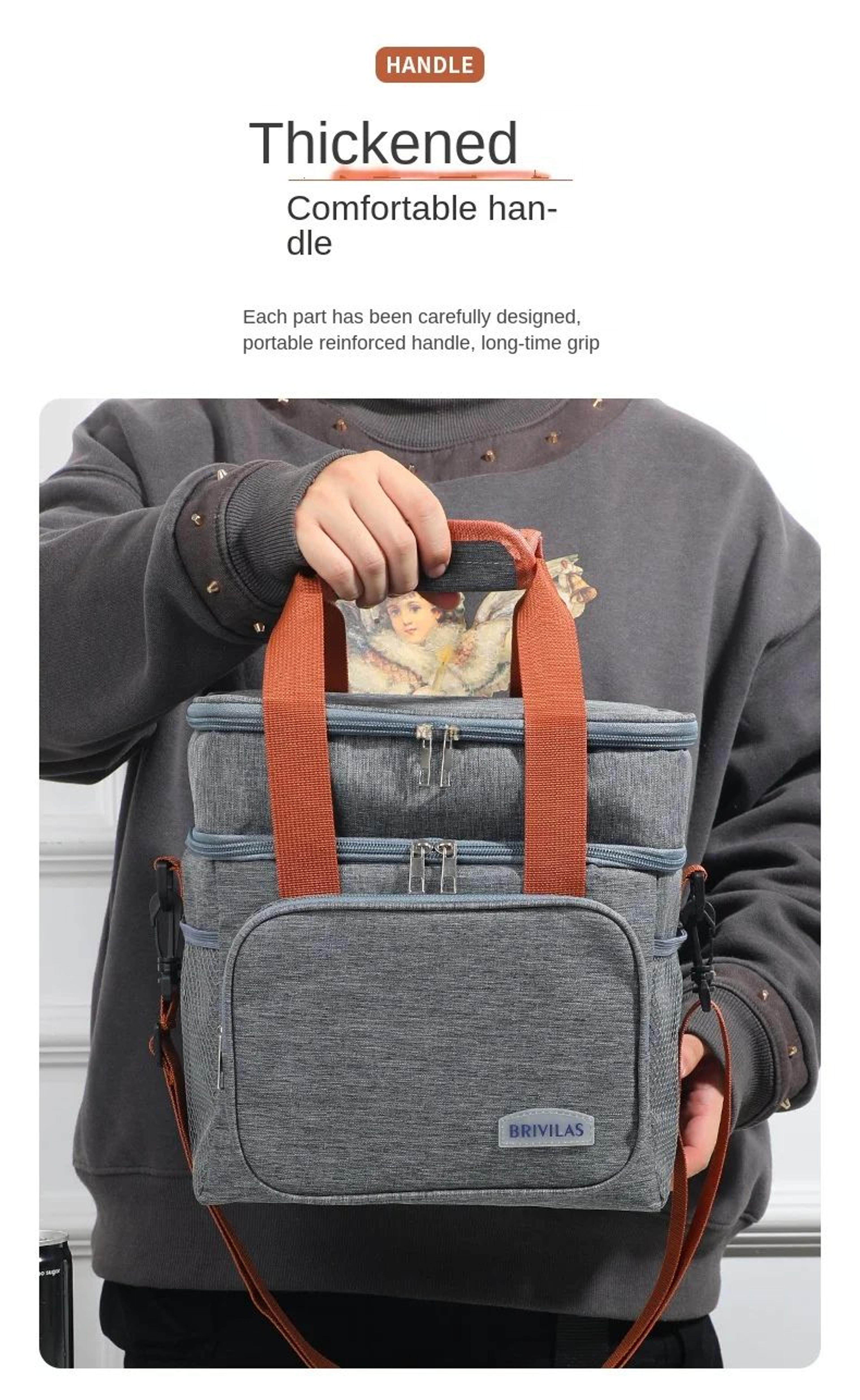 Double Layer Large Capacity Insulated Lunch Bag 11