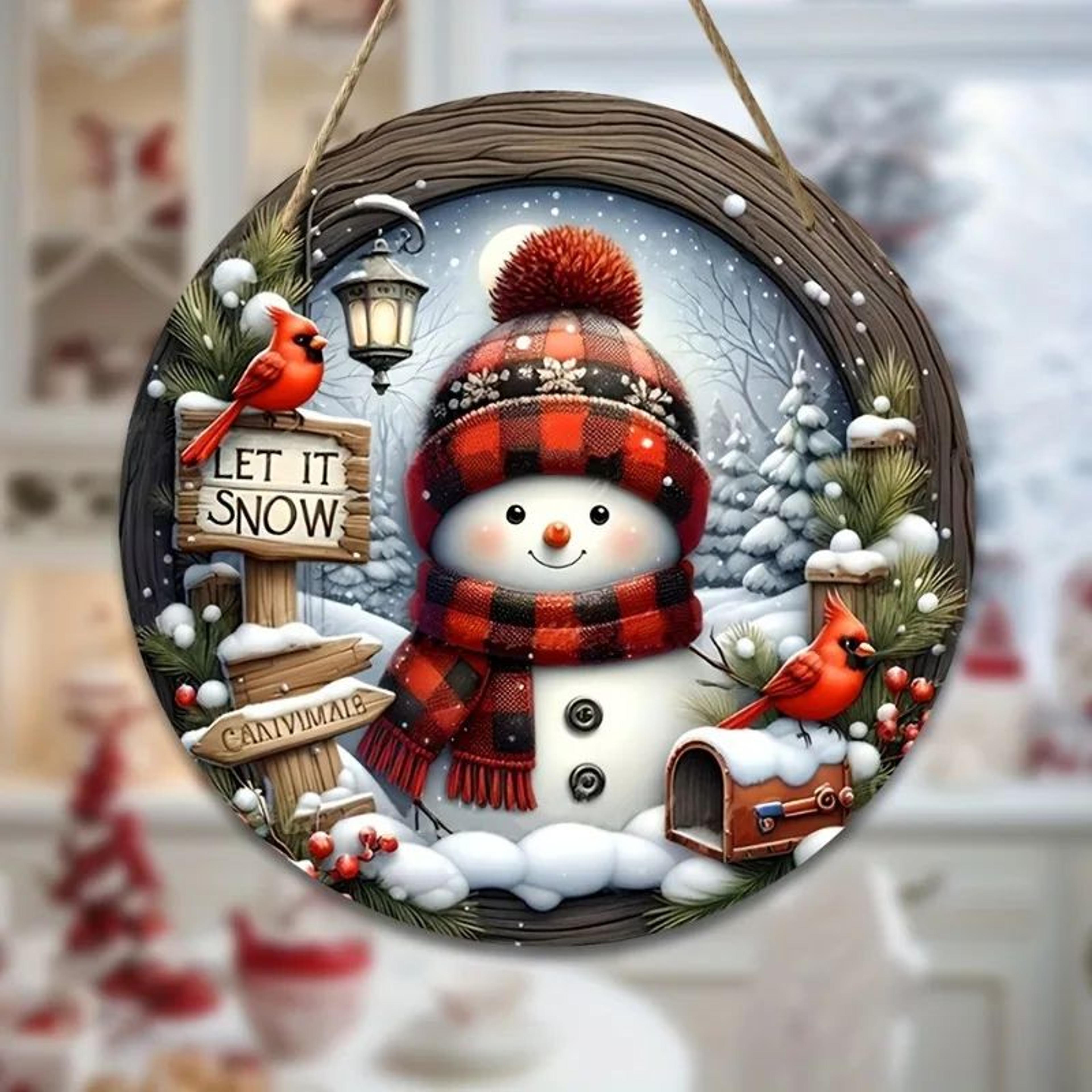 Snowman Acrylic Christmas Wreath Centerpiece 2