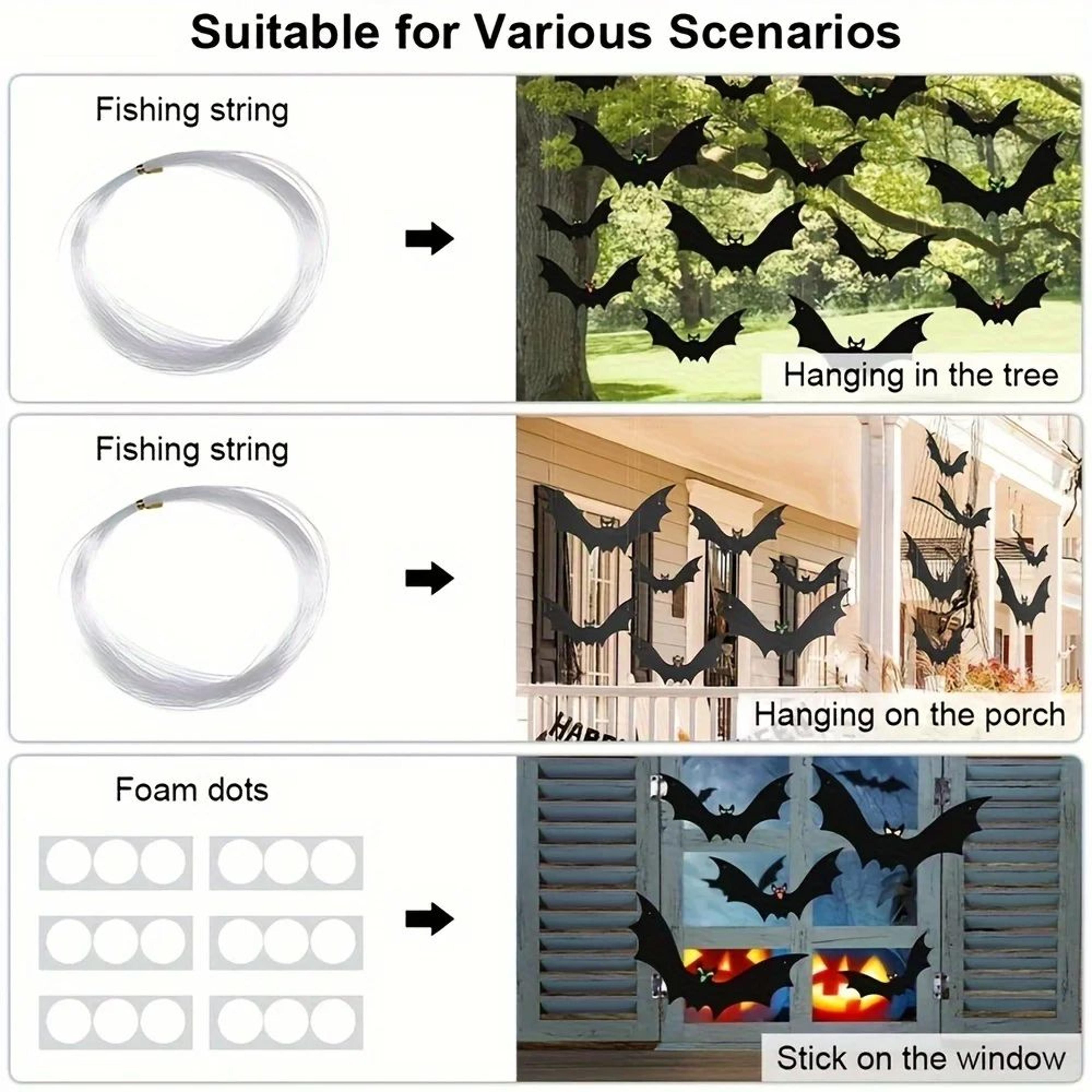 Hanging Flying Bats Halloween Decor Set 5