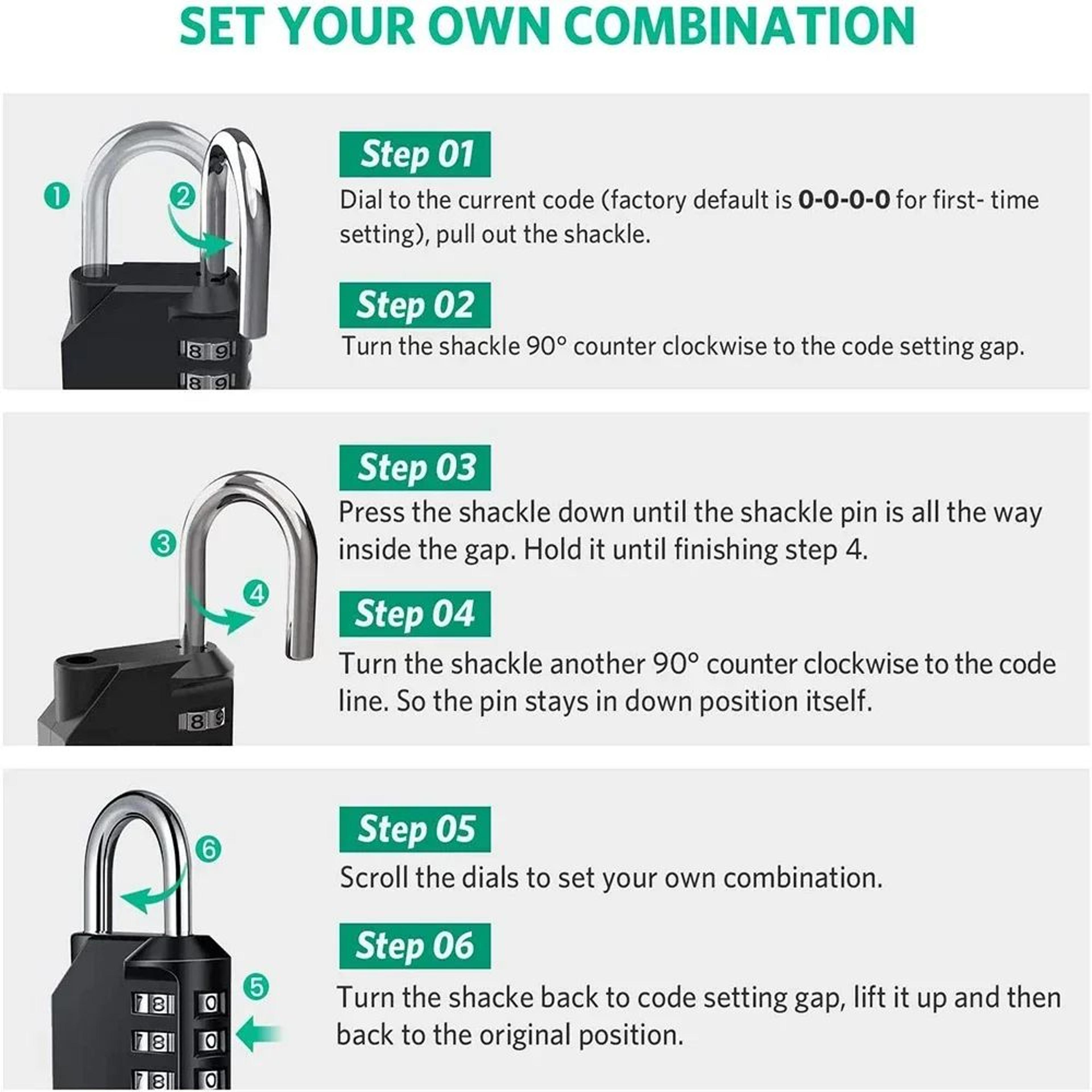 4 Digit Resettable Combination Padlock 7