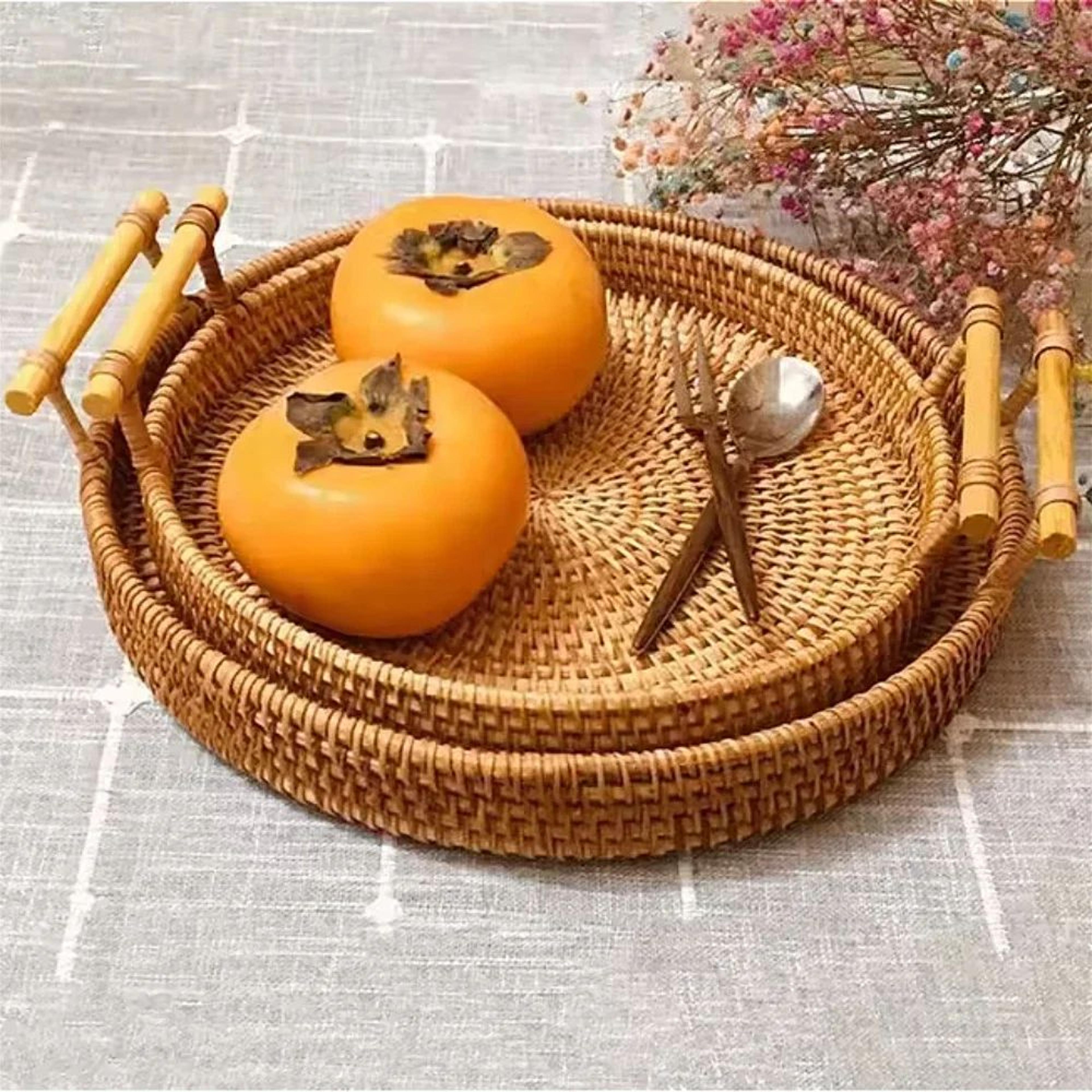 Handwoven Rattan Storage Basket With Lid 0