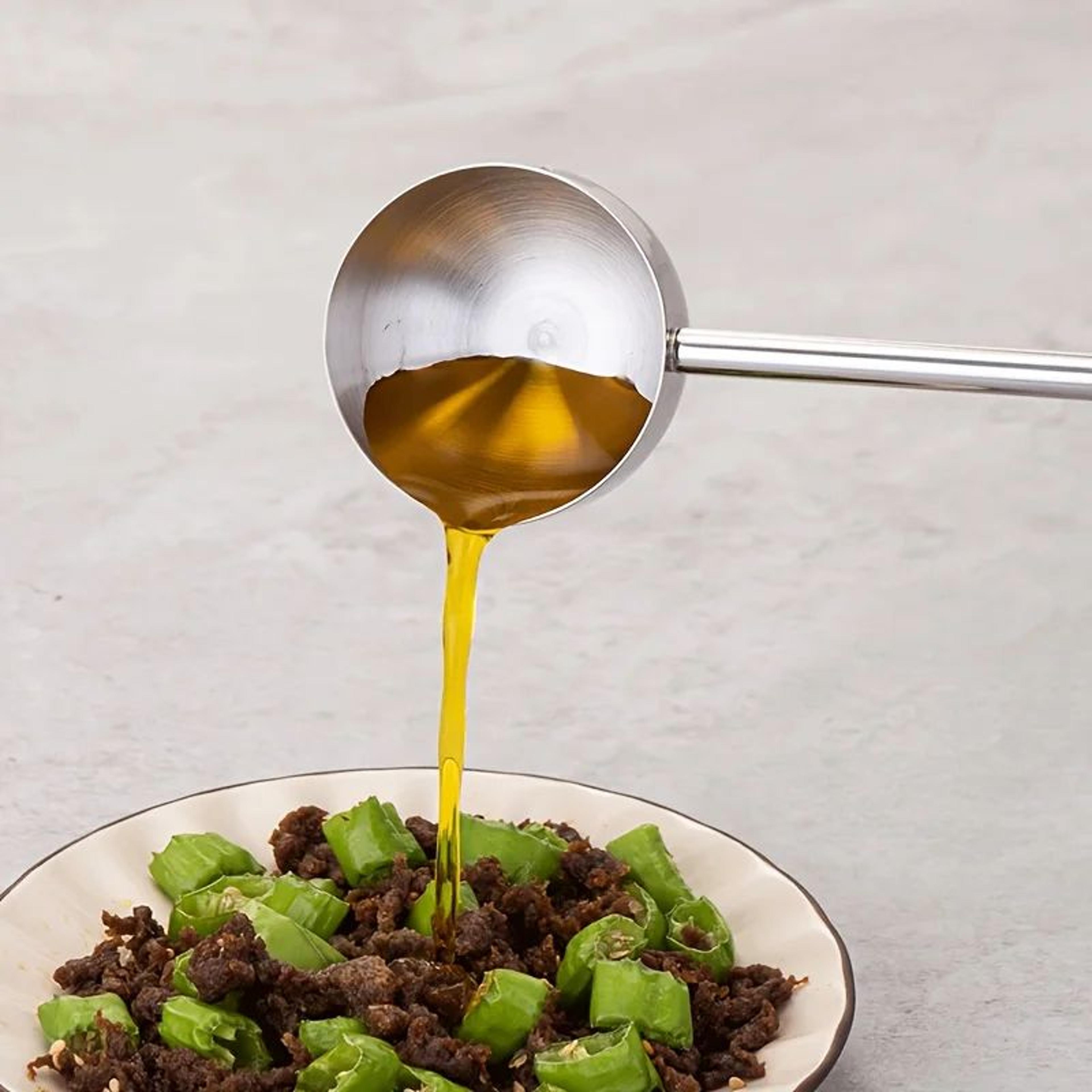 Stainless Steel Long Handle Hot Oil Spoon 6