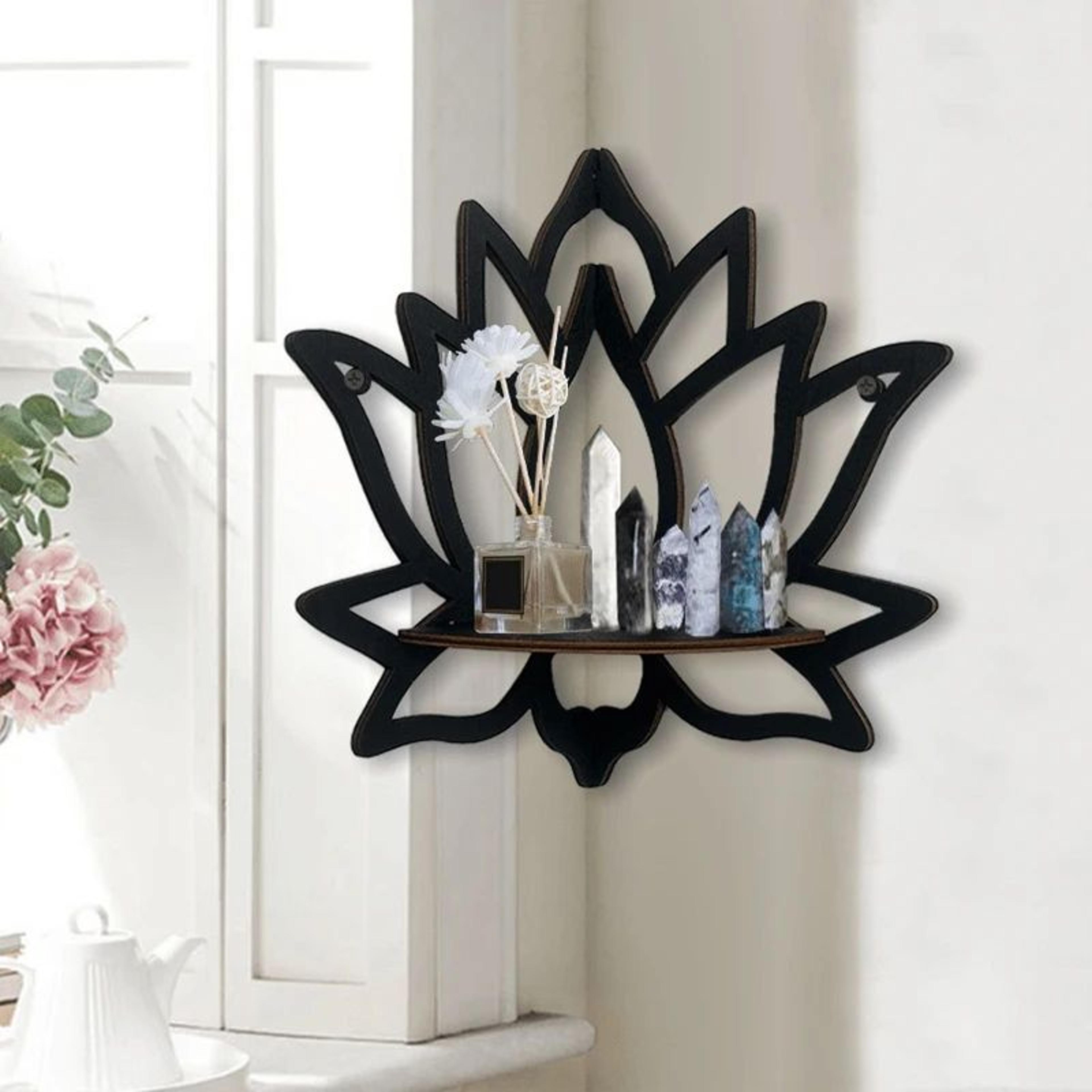 Wooden Lotus Wall Mounted Decorative Shelf 2