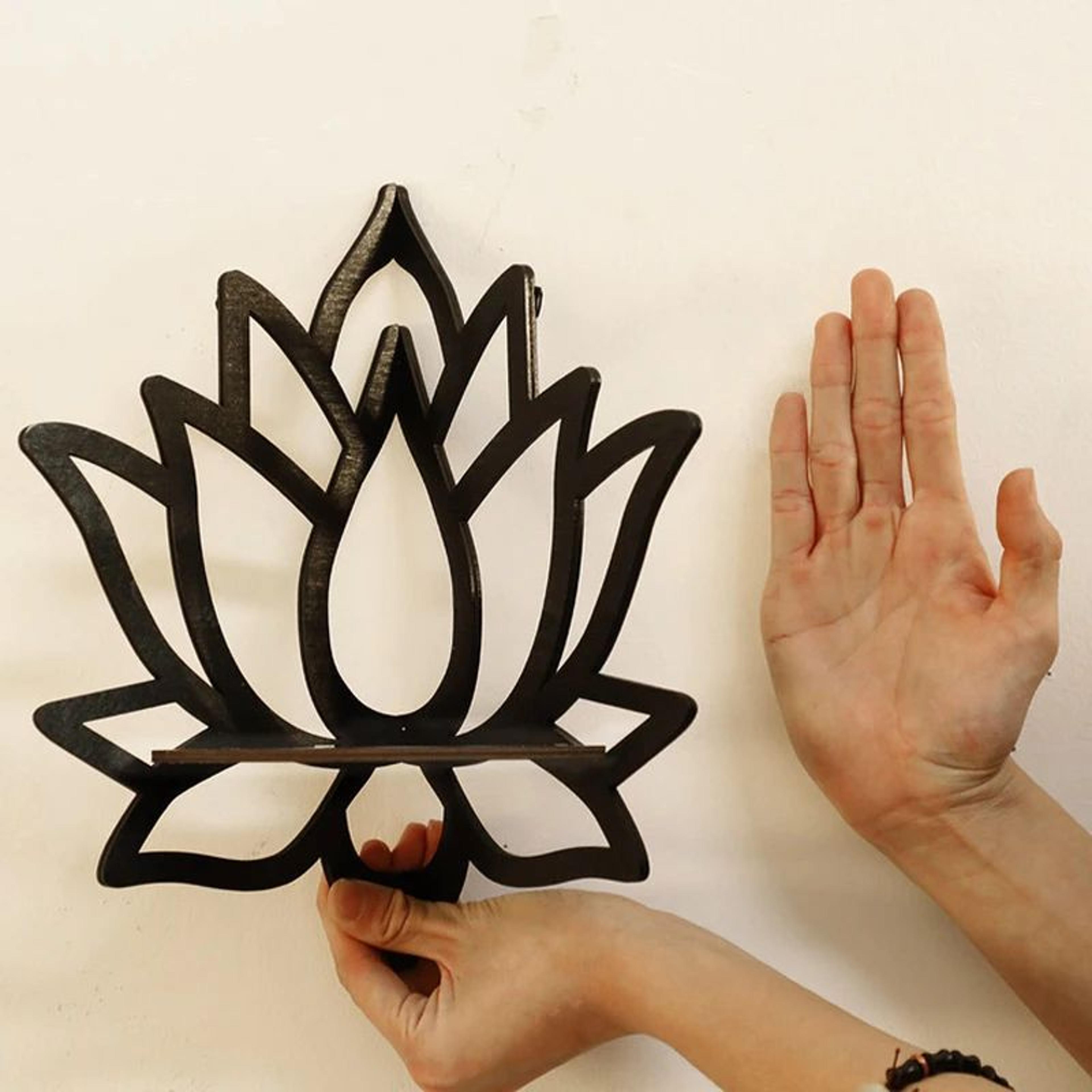 Wooden Lotus Wall Mounted Decorative Shelf 3