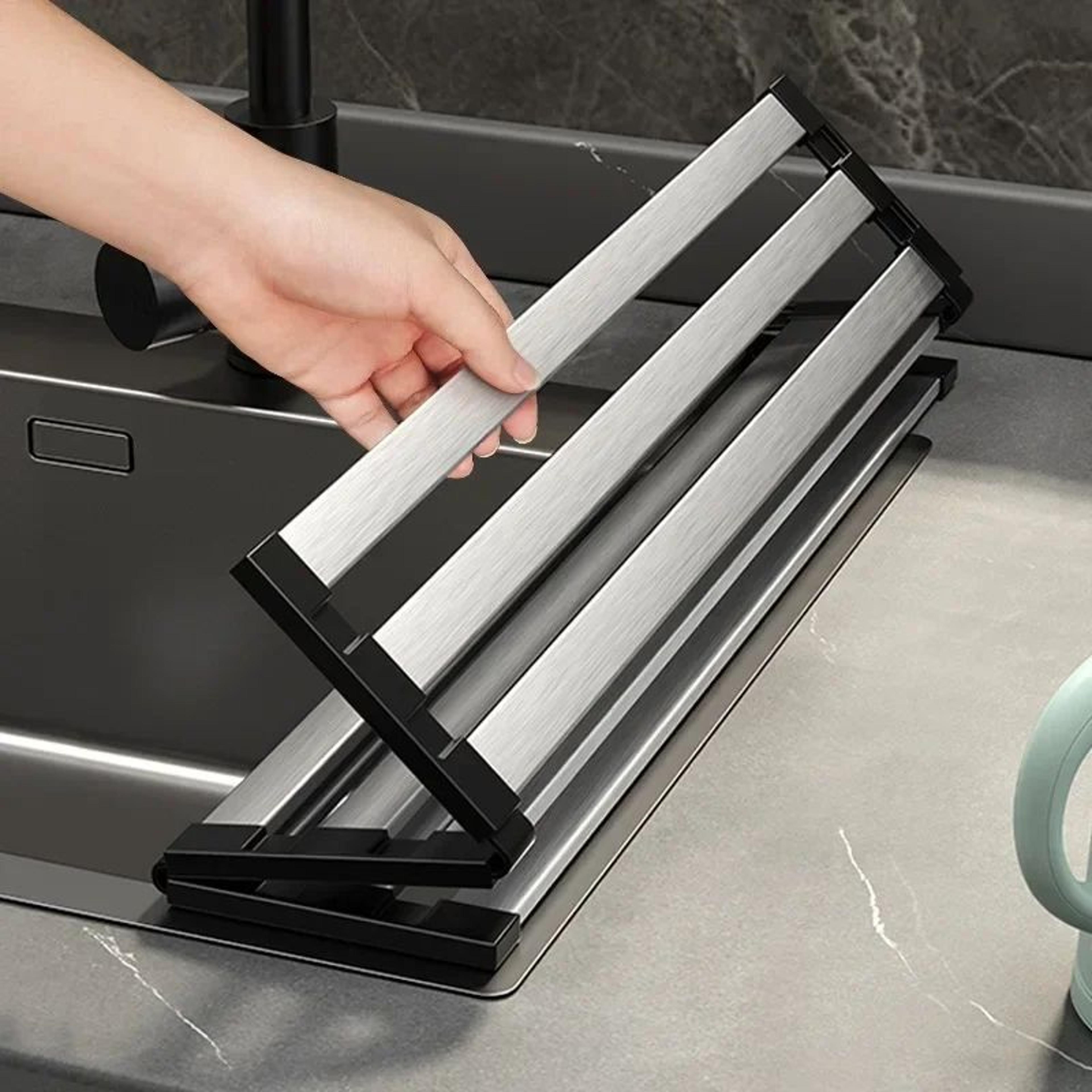 304 Stainless Steel Foldable Sink Drain  Storage Rack 0
