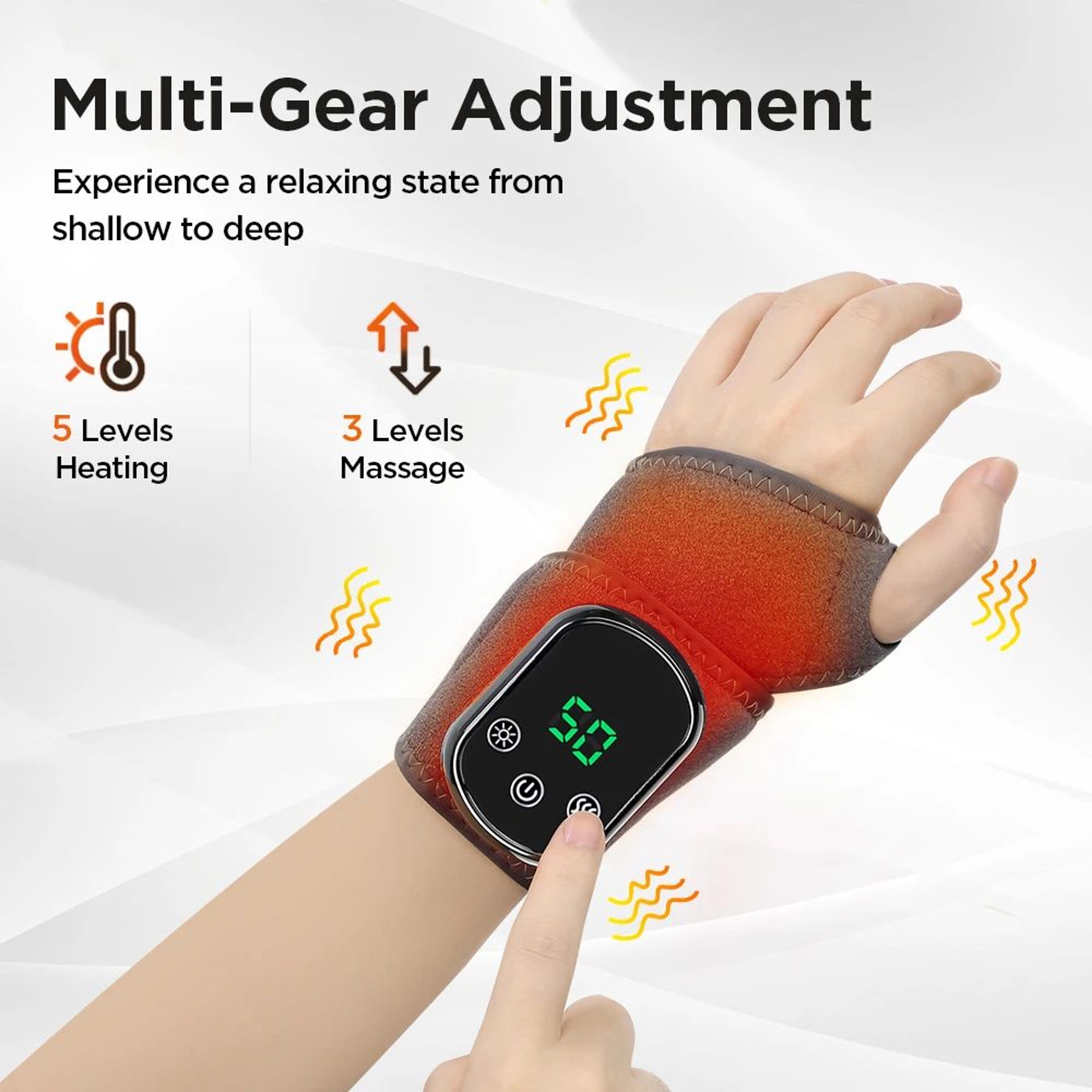Electric Heated Wrist  Hand Massager Brace With Adjustable Heat And Vibration 10