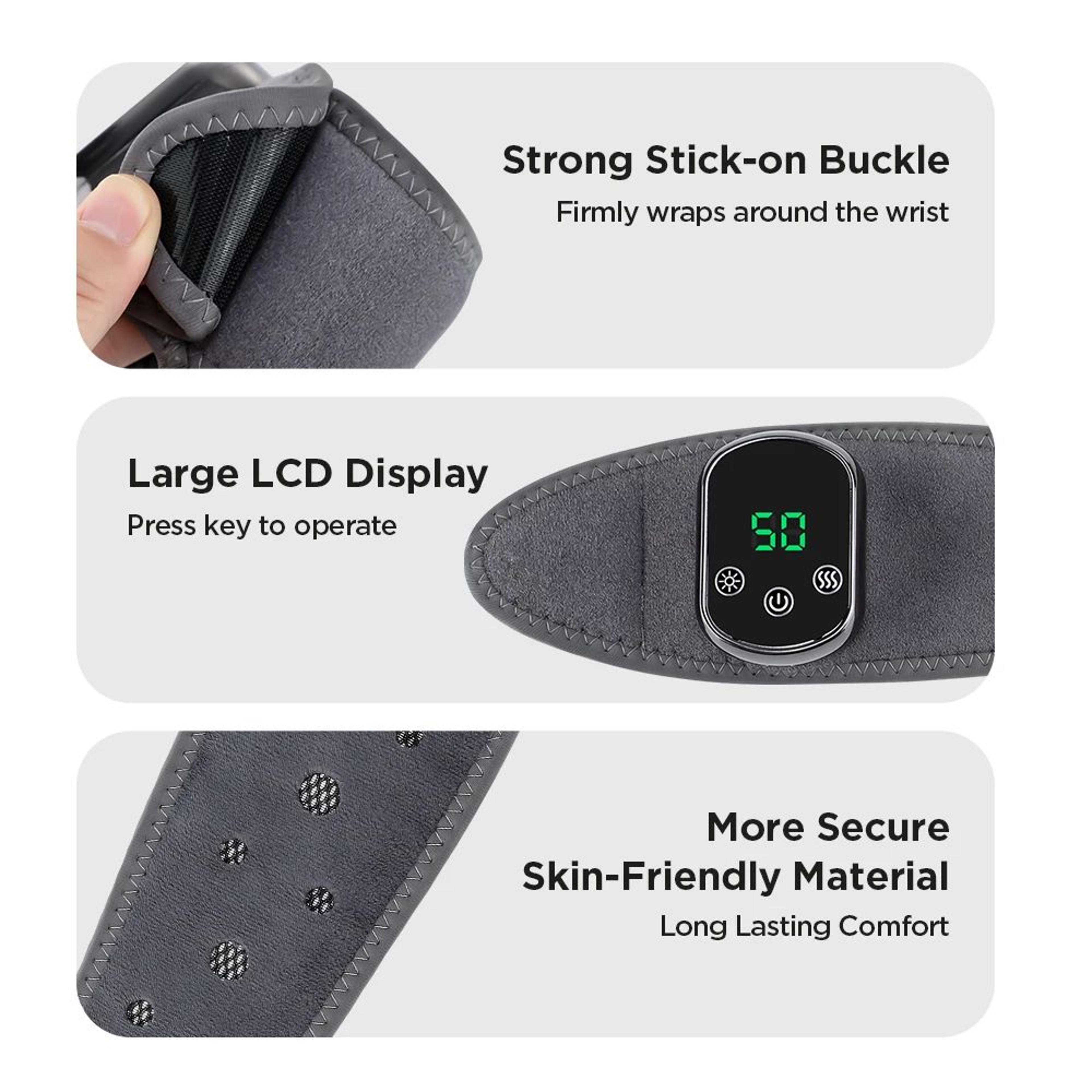 Electric Heated Wrist  Hand Massager Brace With Adjustable Heat And Vibration 11