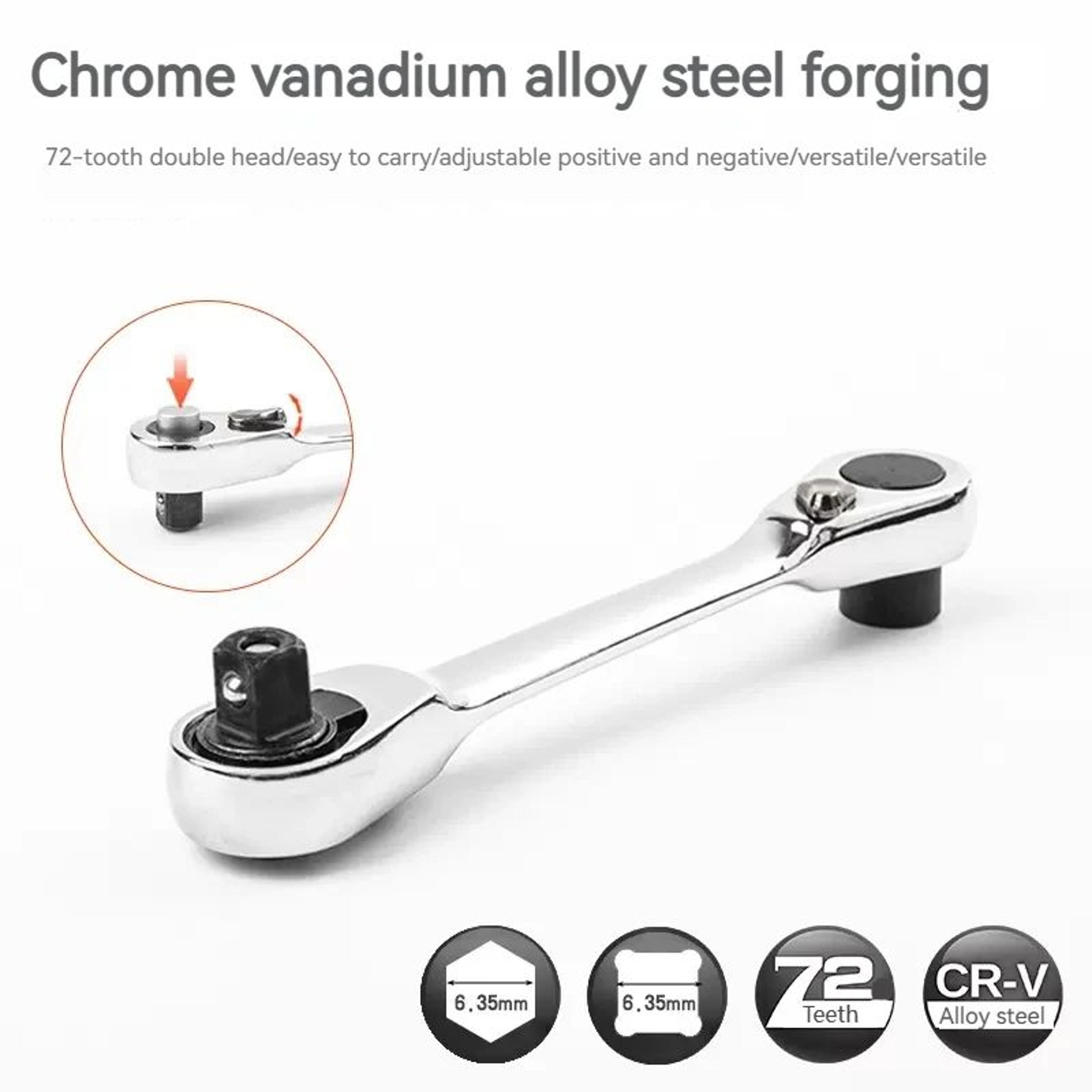 2in1 Compact Ratchet Wrench With Socket  Screwdriver Bits 2