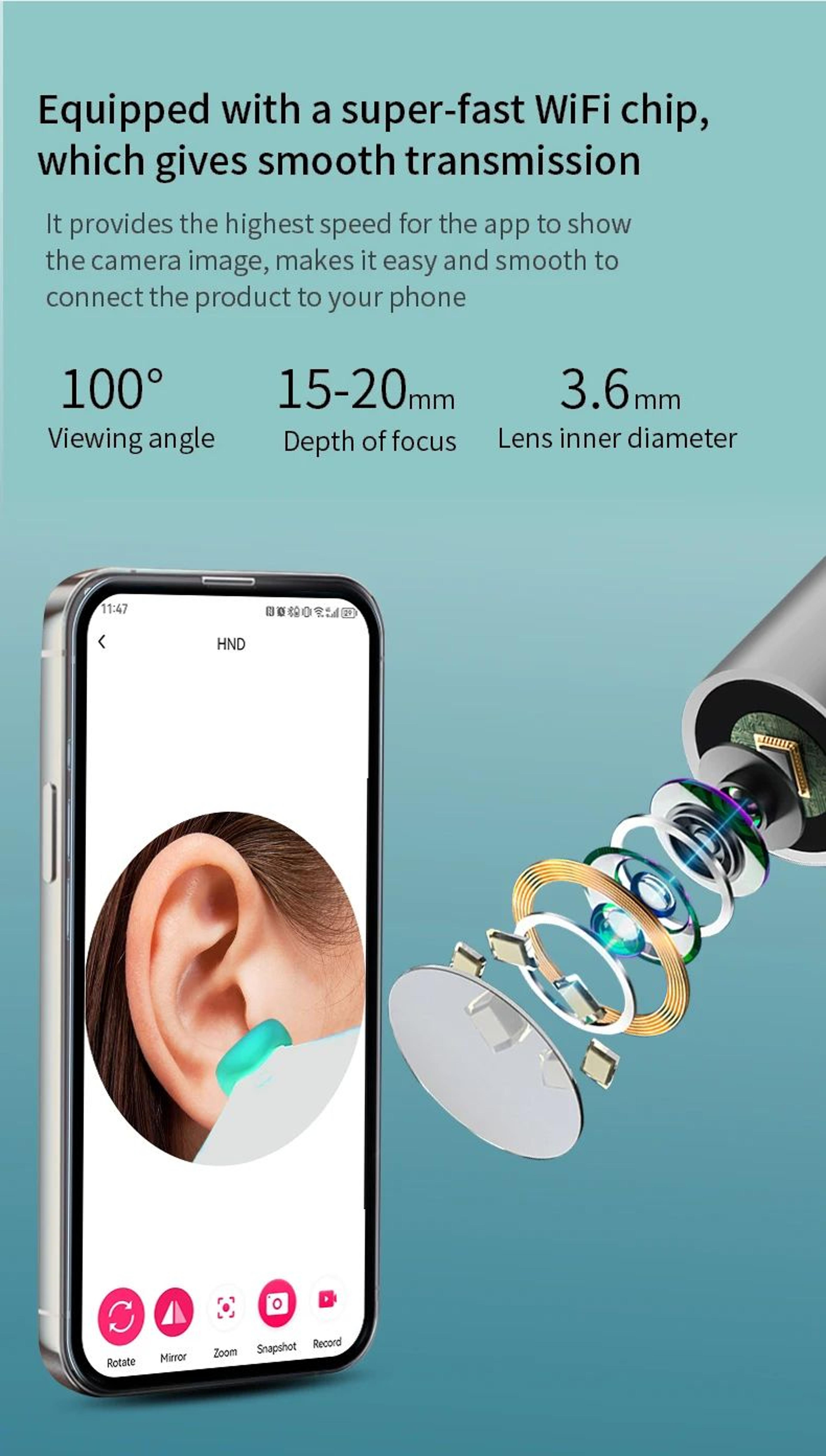 Smart Visual Ear Cleaner With Camera And 6 LED Lights Earpick 8