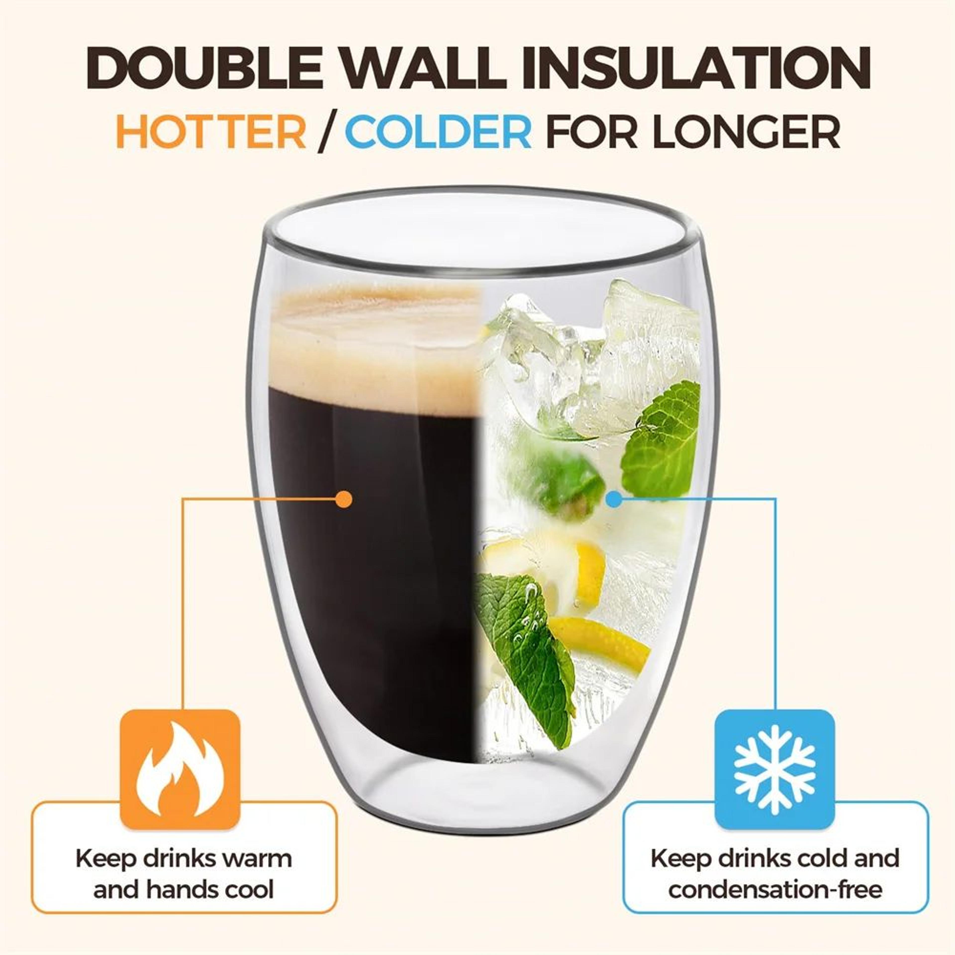 Double Wall Insulated Glass Coffee Cups Set 1