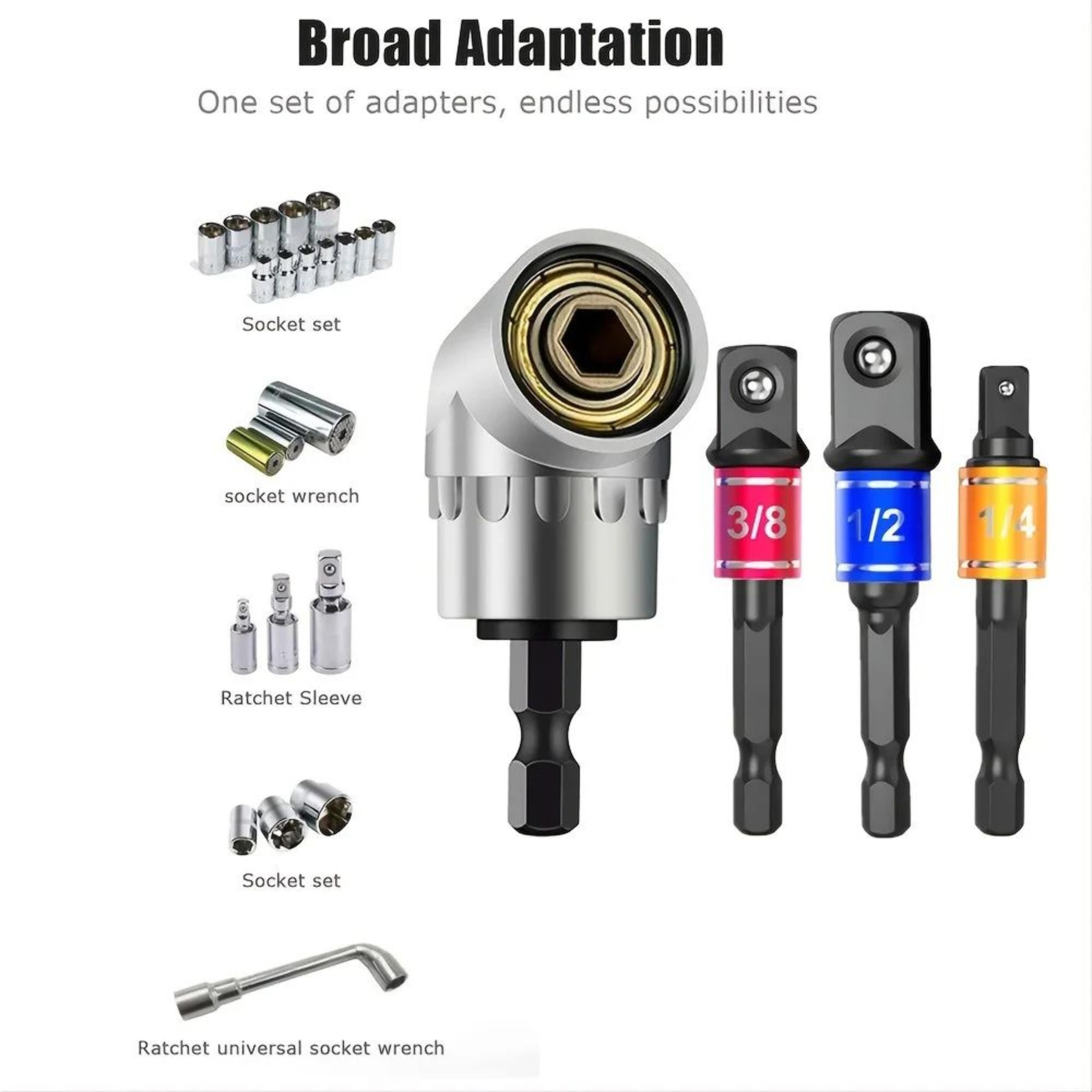 105 Degree Angle Socket Adapter Extension Set 4