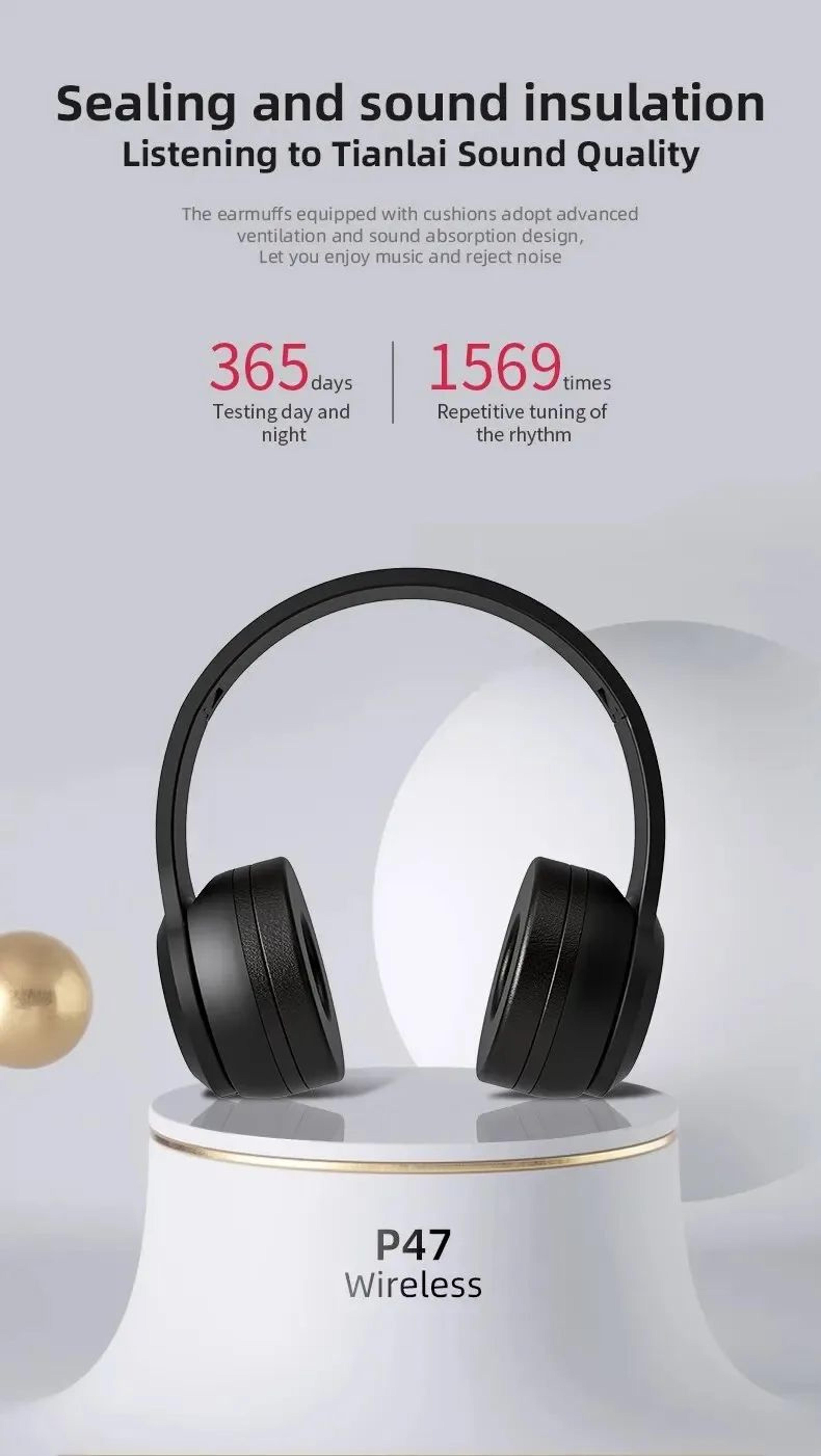 Wireless Bluetooth Noise Canceling Headphones P47 6