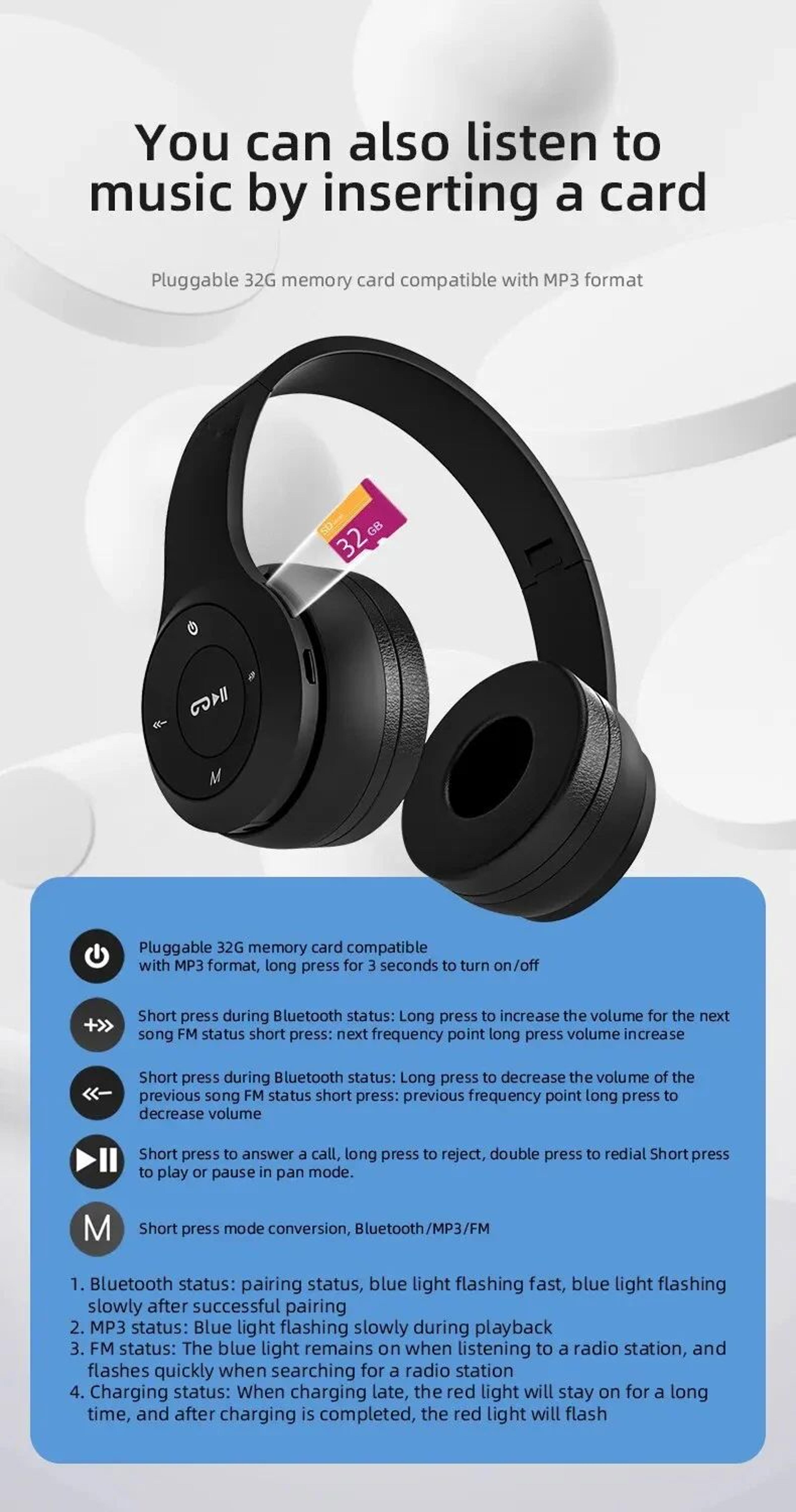 Wireless Bluetooth Noise Canceling Headphones P47 11