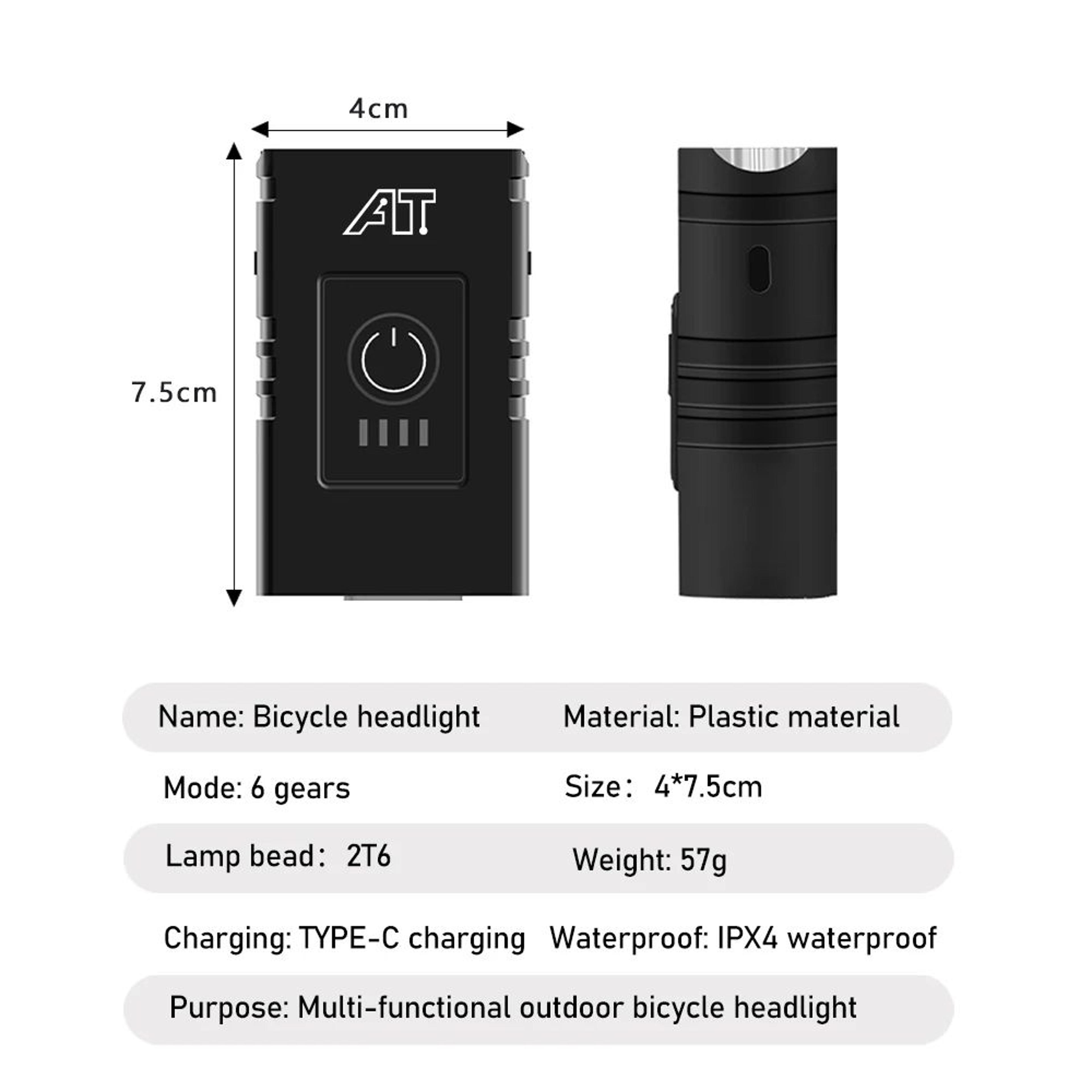 USB Rechargeable LED Bicycle Front Light 4