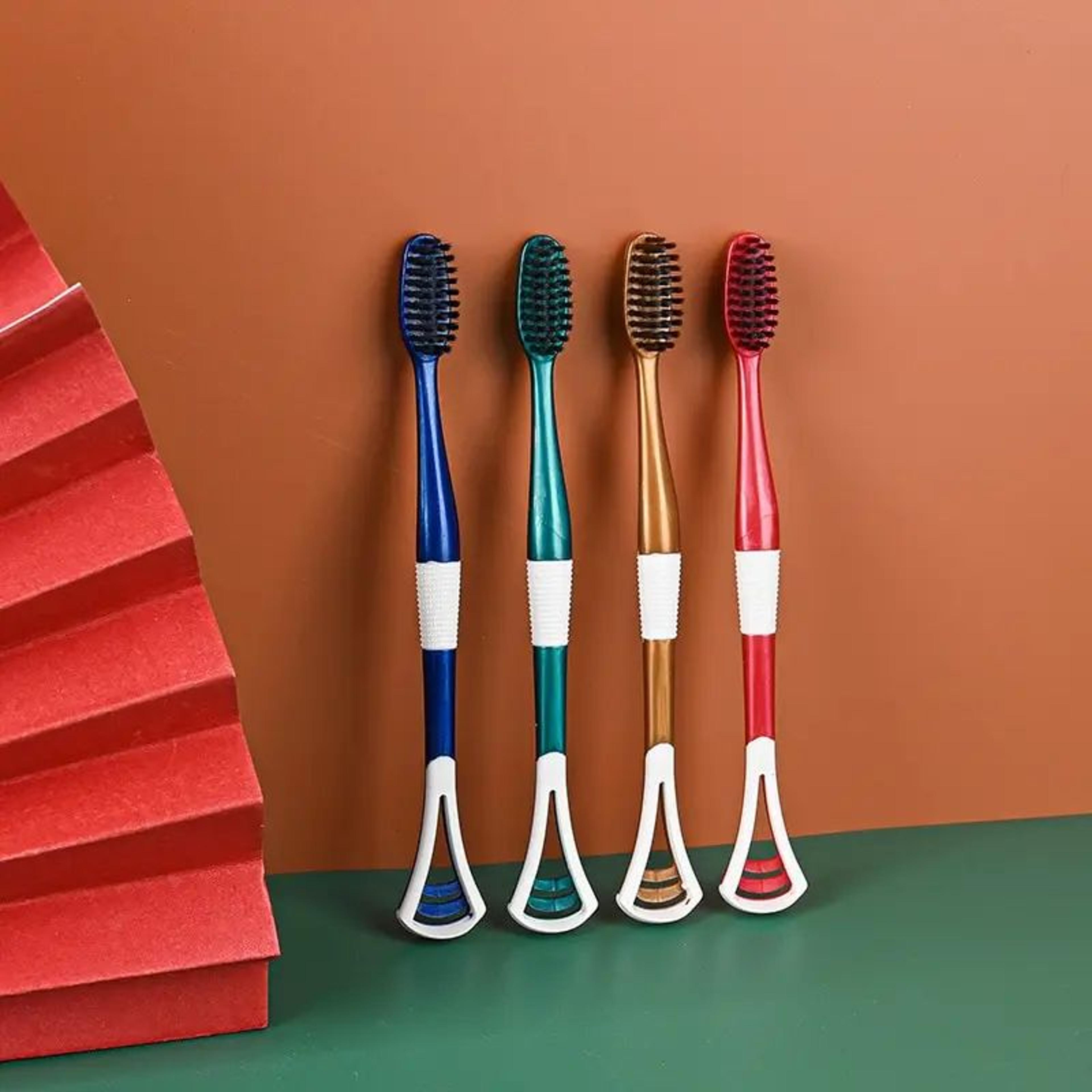Soft Charcoal Toothbrush Set With Tongue Scraper 3