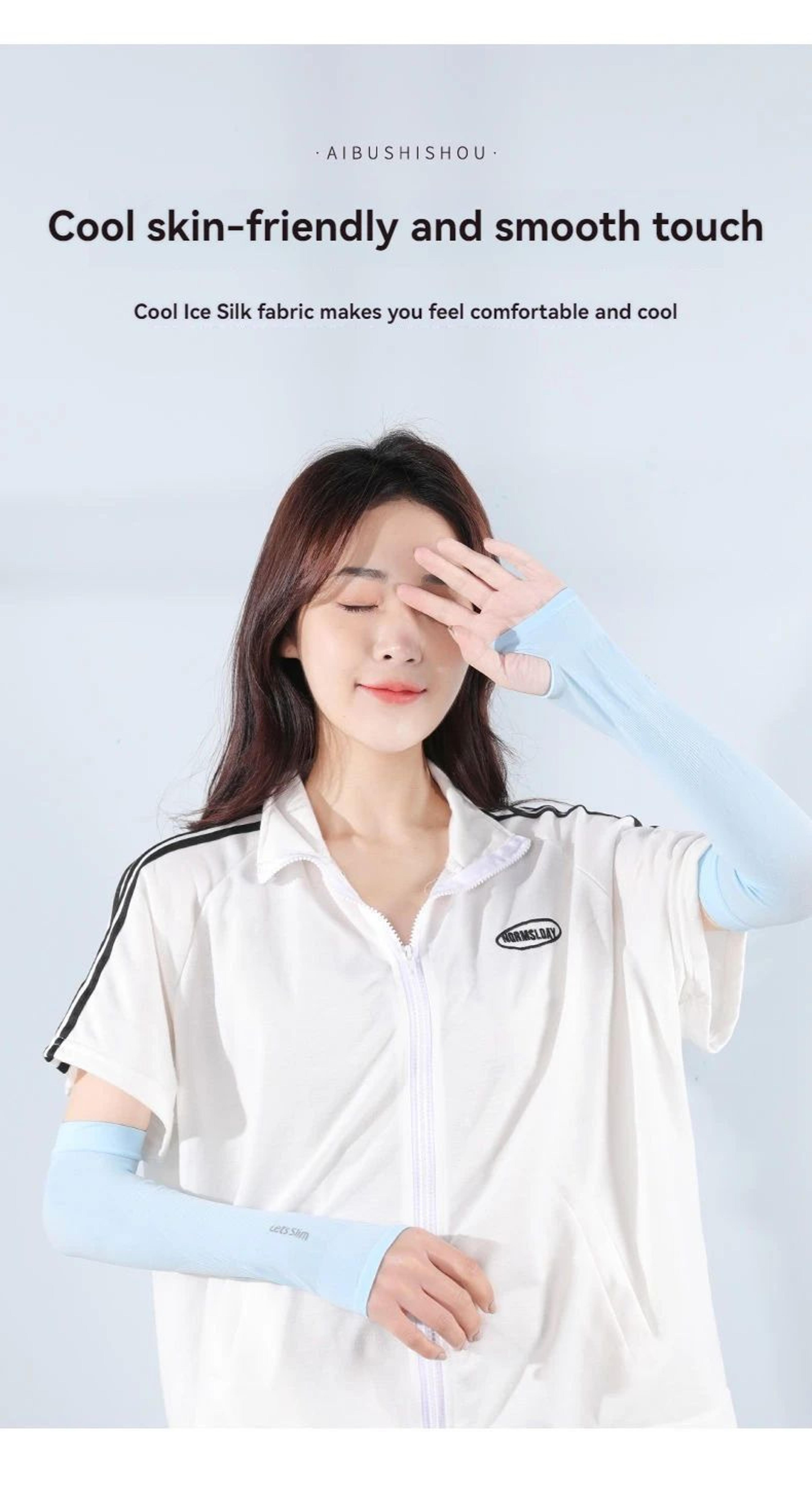 Cooling Silk Arm Sleeves For Women Sun Protection 13