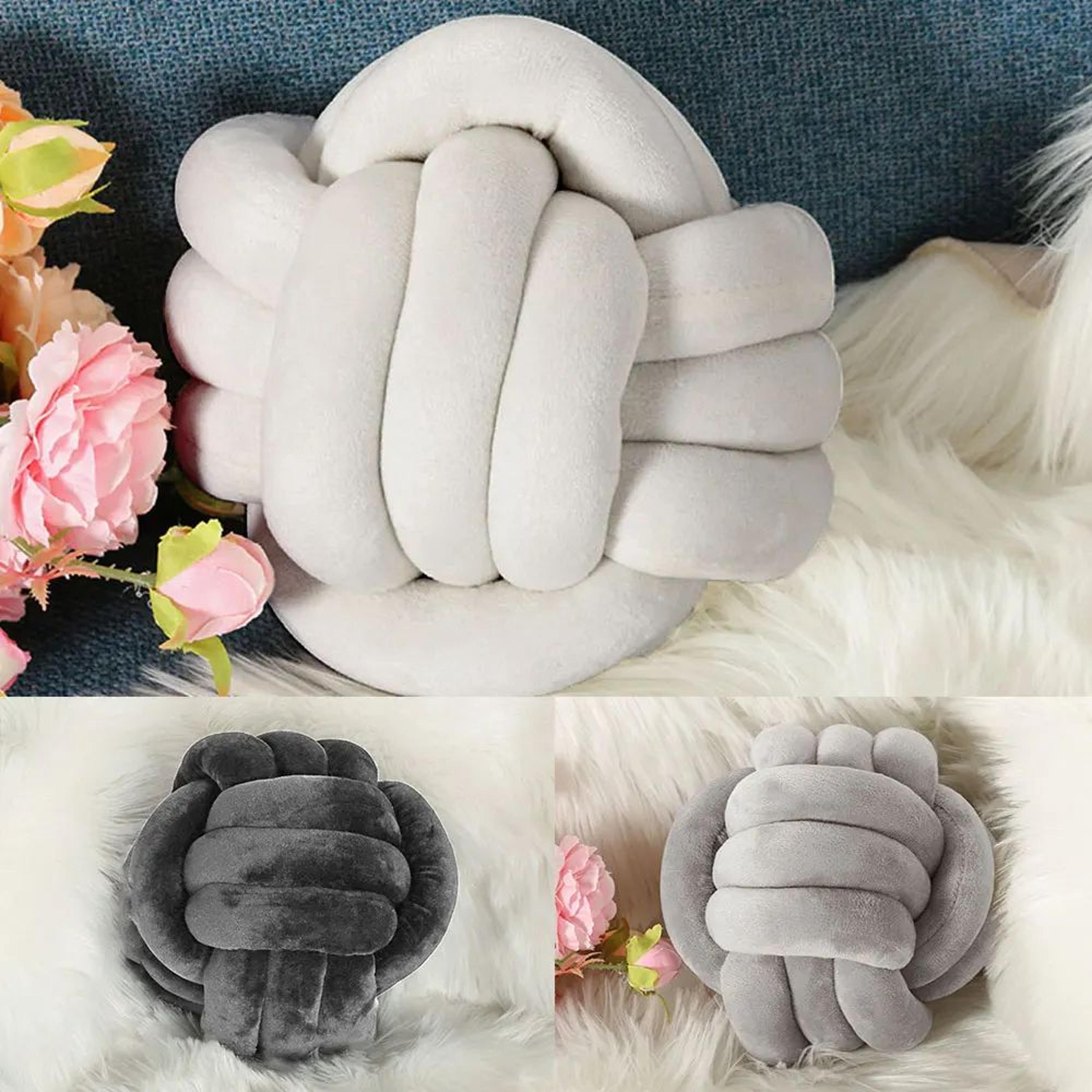 Knotted Plush Ball Throw Pillow 2