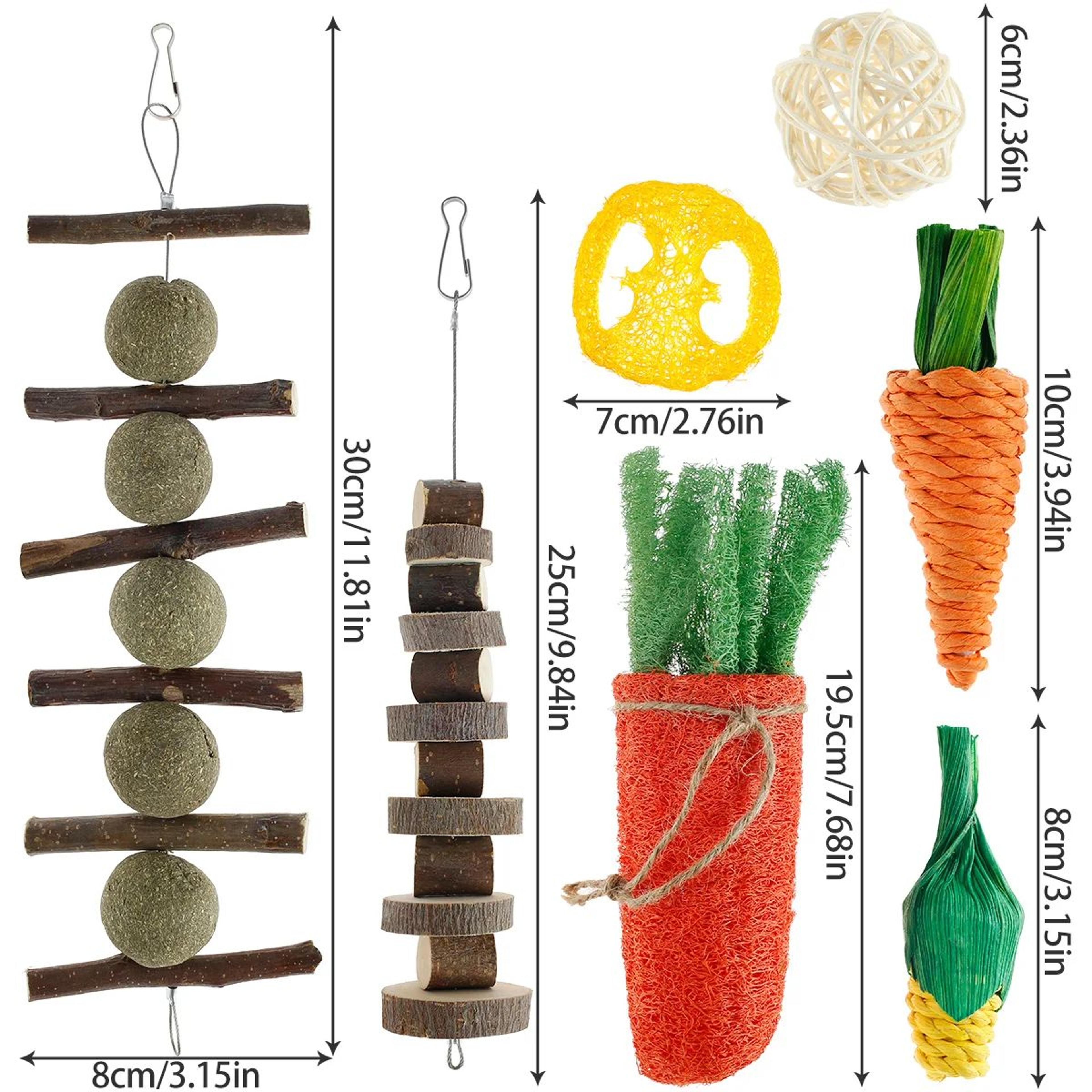 Natural Wooden Small Pet Chew Toy Set 8