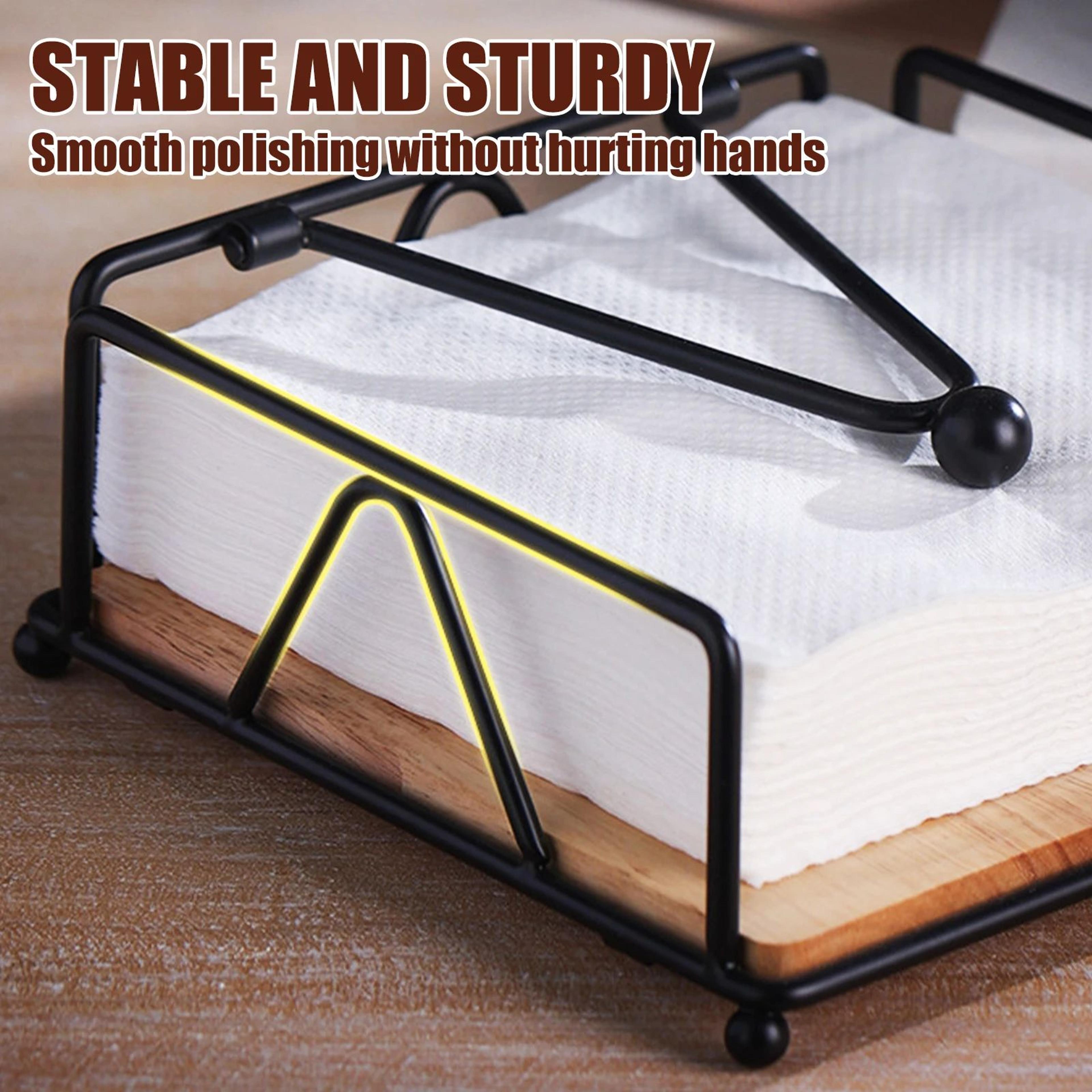 Iron Napkin Holder With Wooden Base 2