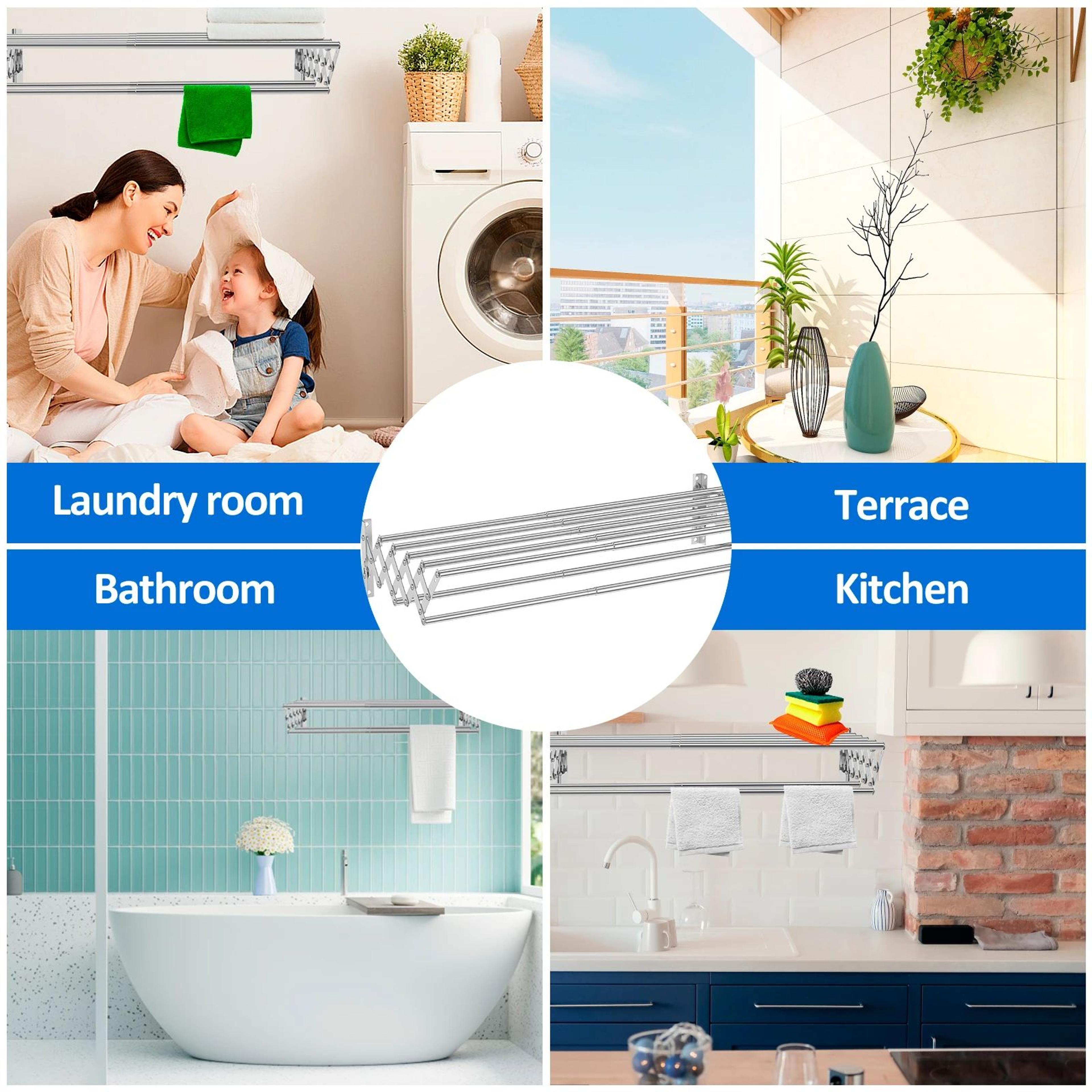 Retractable Wall Mounted Laundry Drying Rack 4