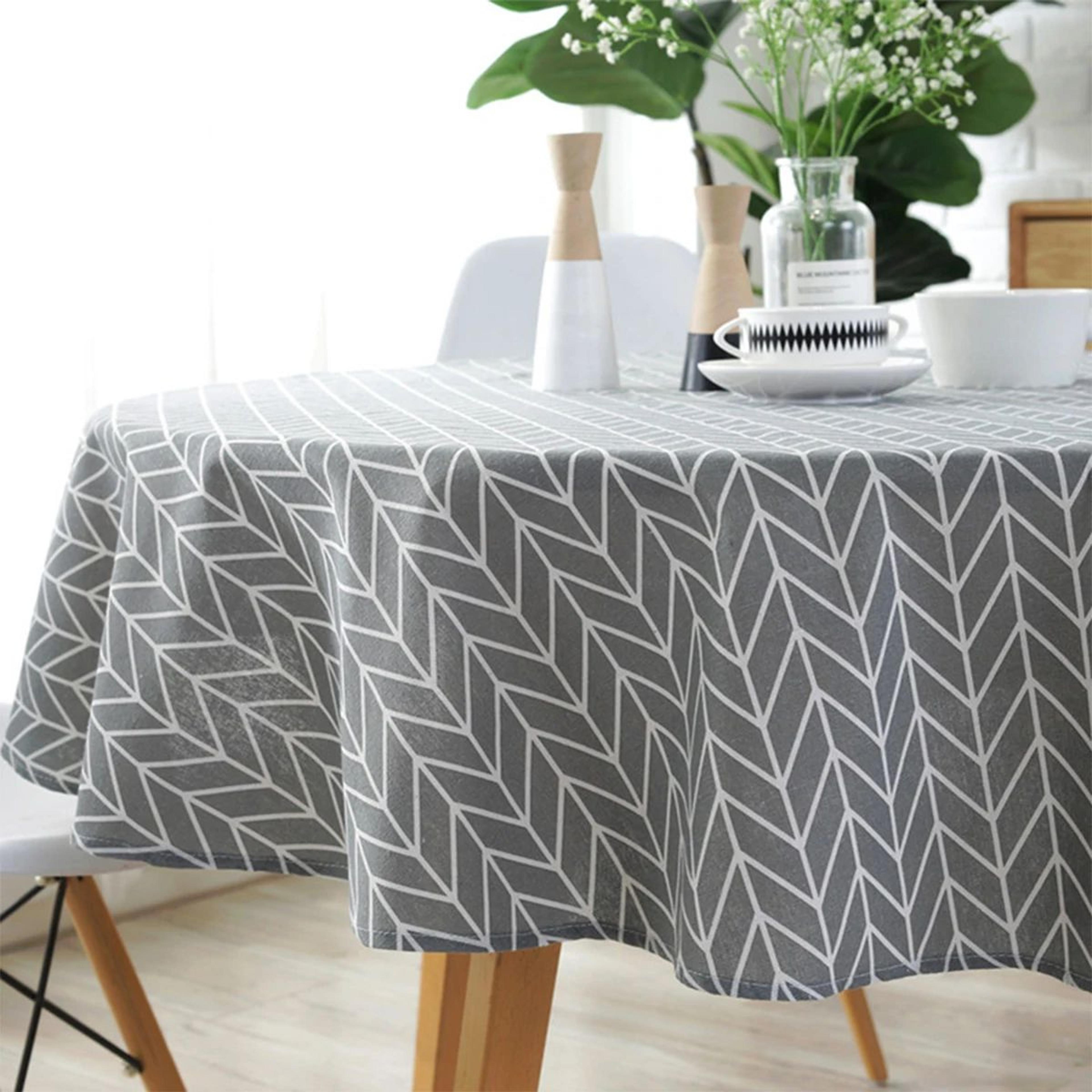 Round Cotton Linen Tablecloth 7