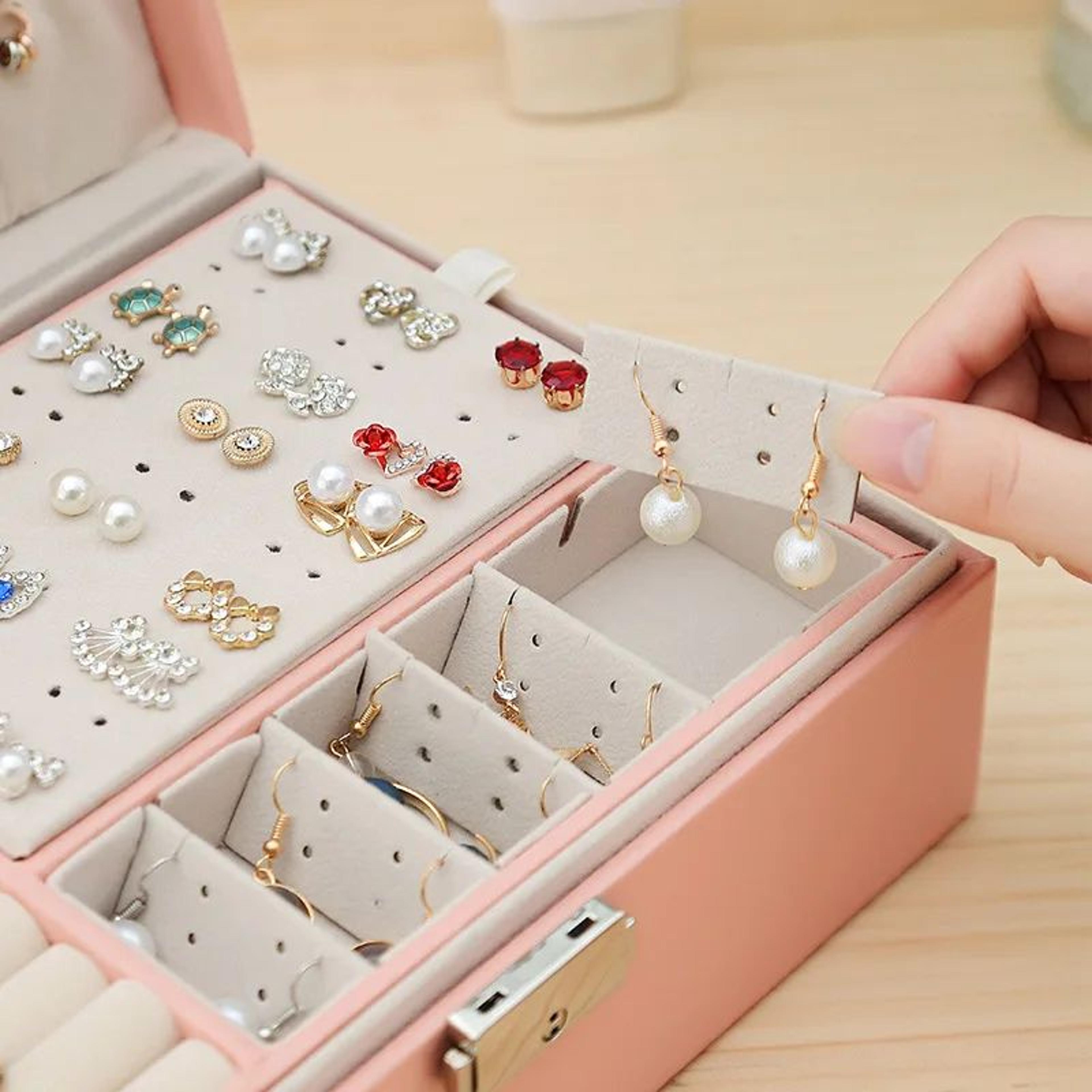Double Layer Wooden Jewelry Box 4