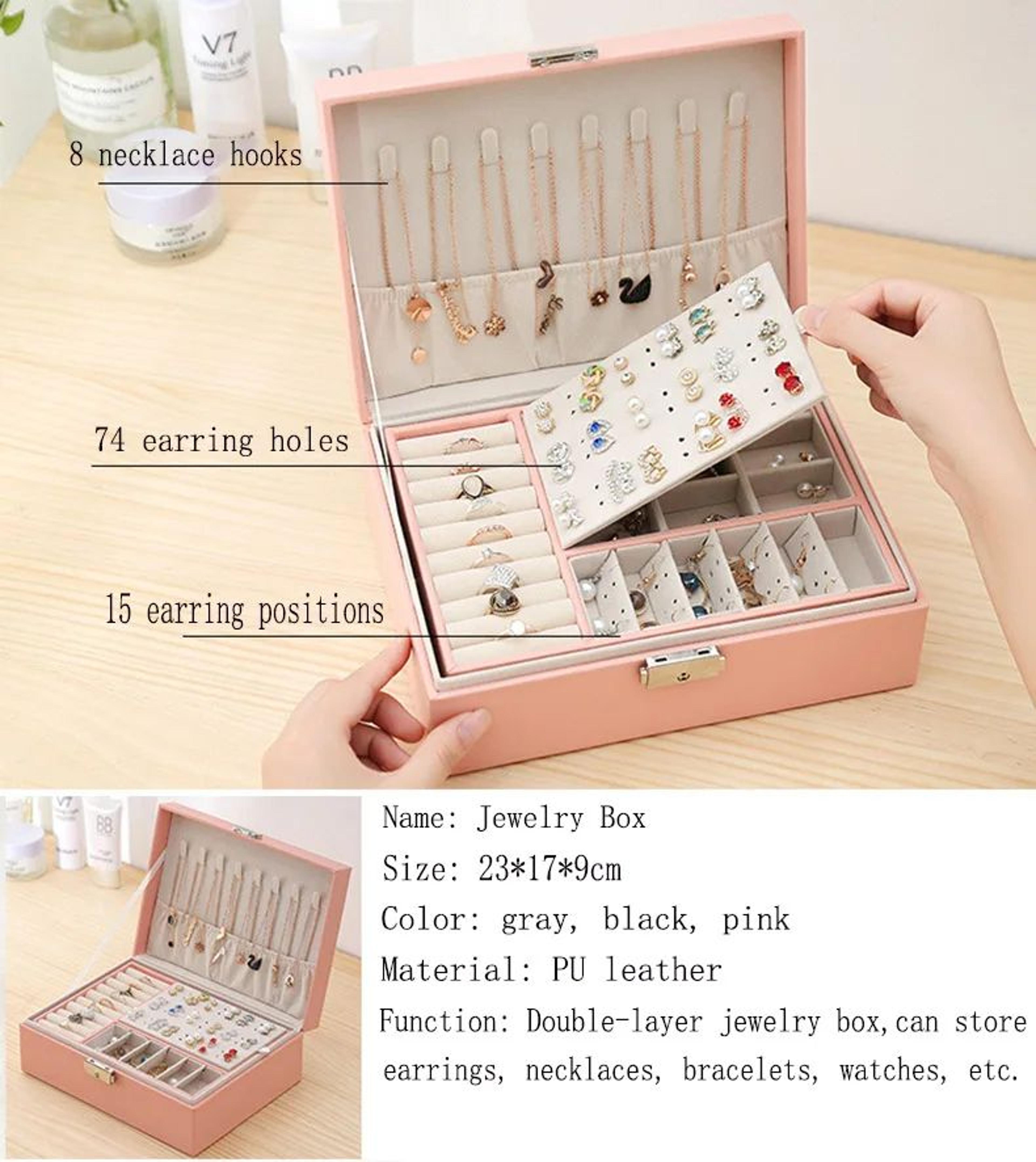 Double Layer Wooden Jewelry Box 6