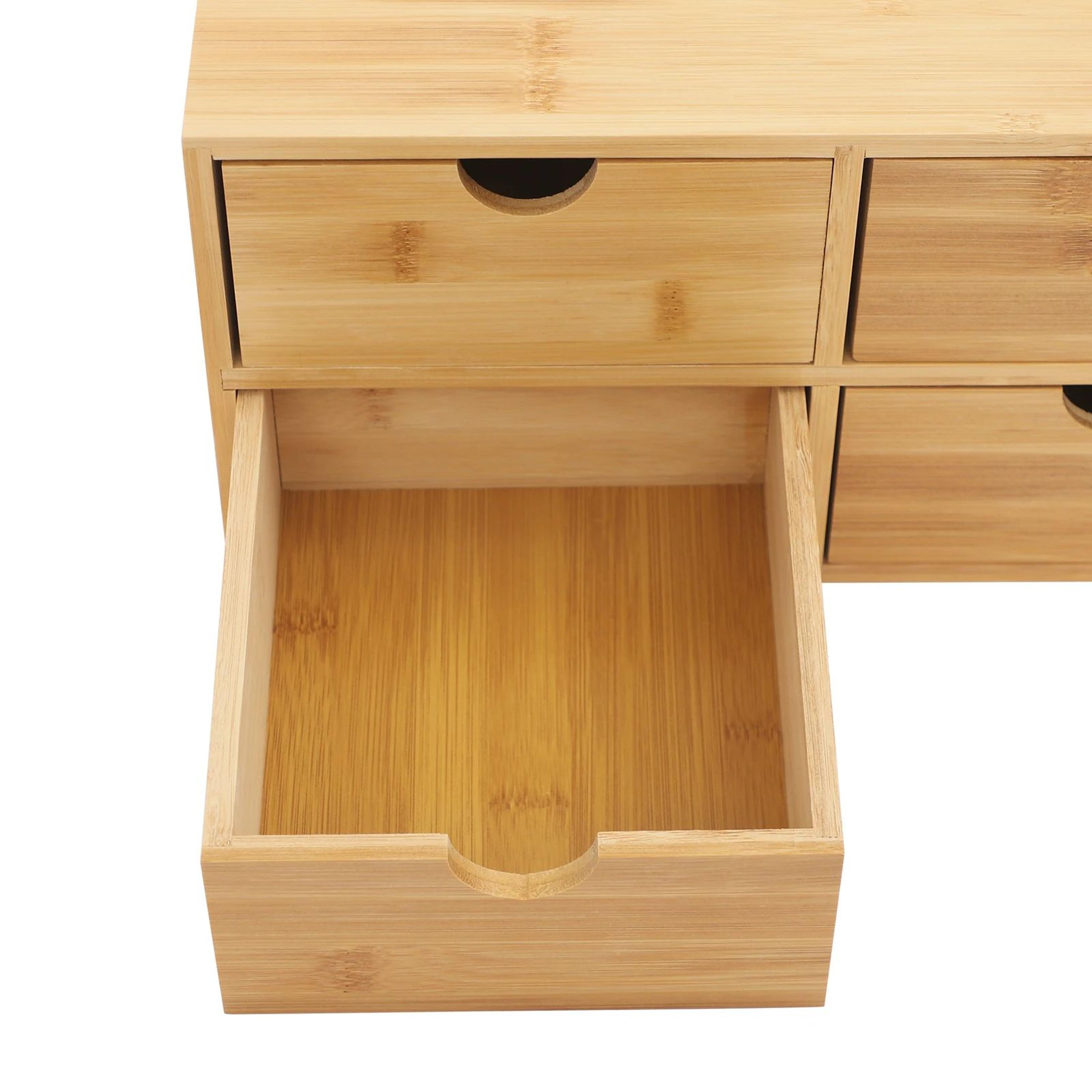 Bamboo 4Drawer Desktop Organizer For Desk Storage 9