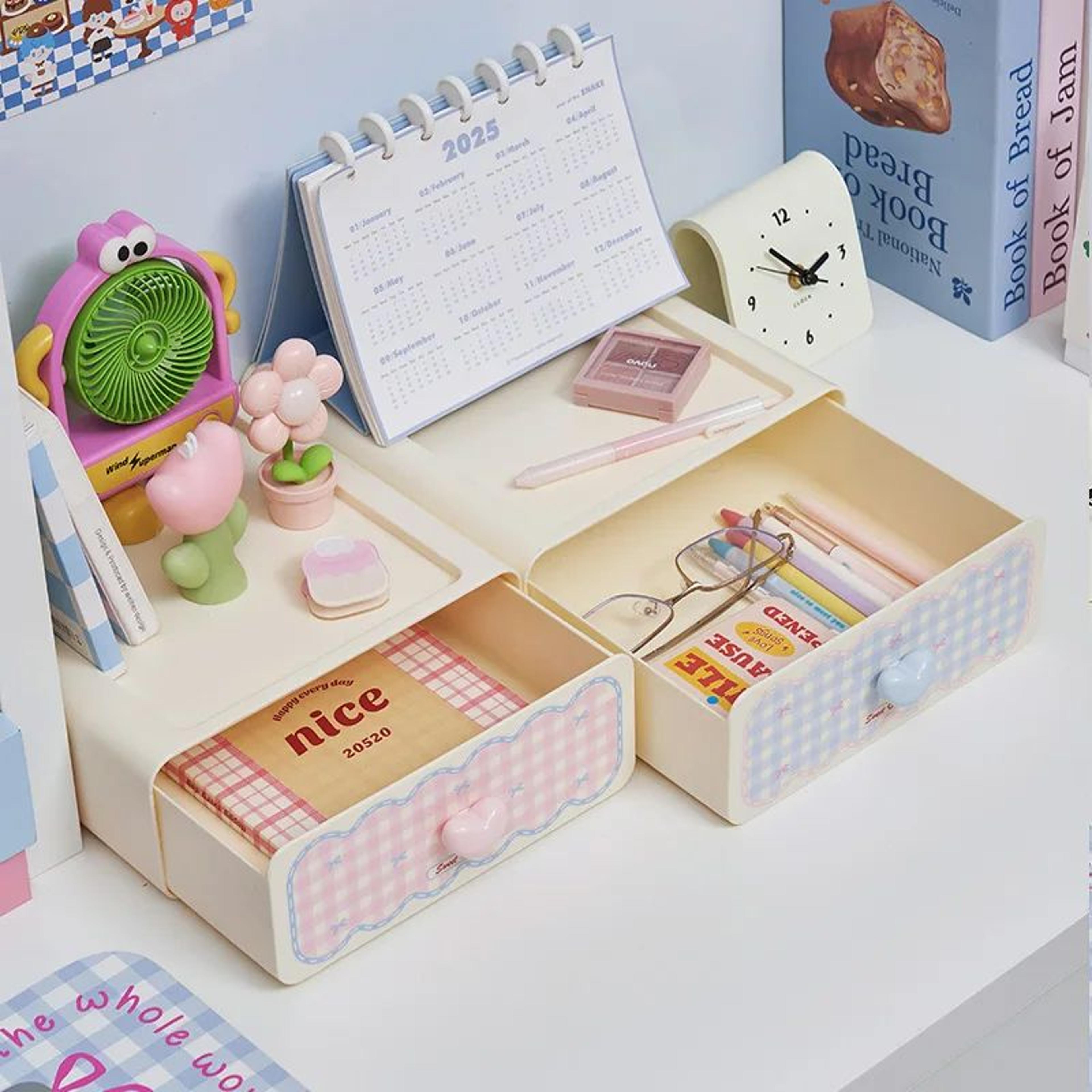 Sweetheart Girl Pink Drawer Storage Box For Desktop 0