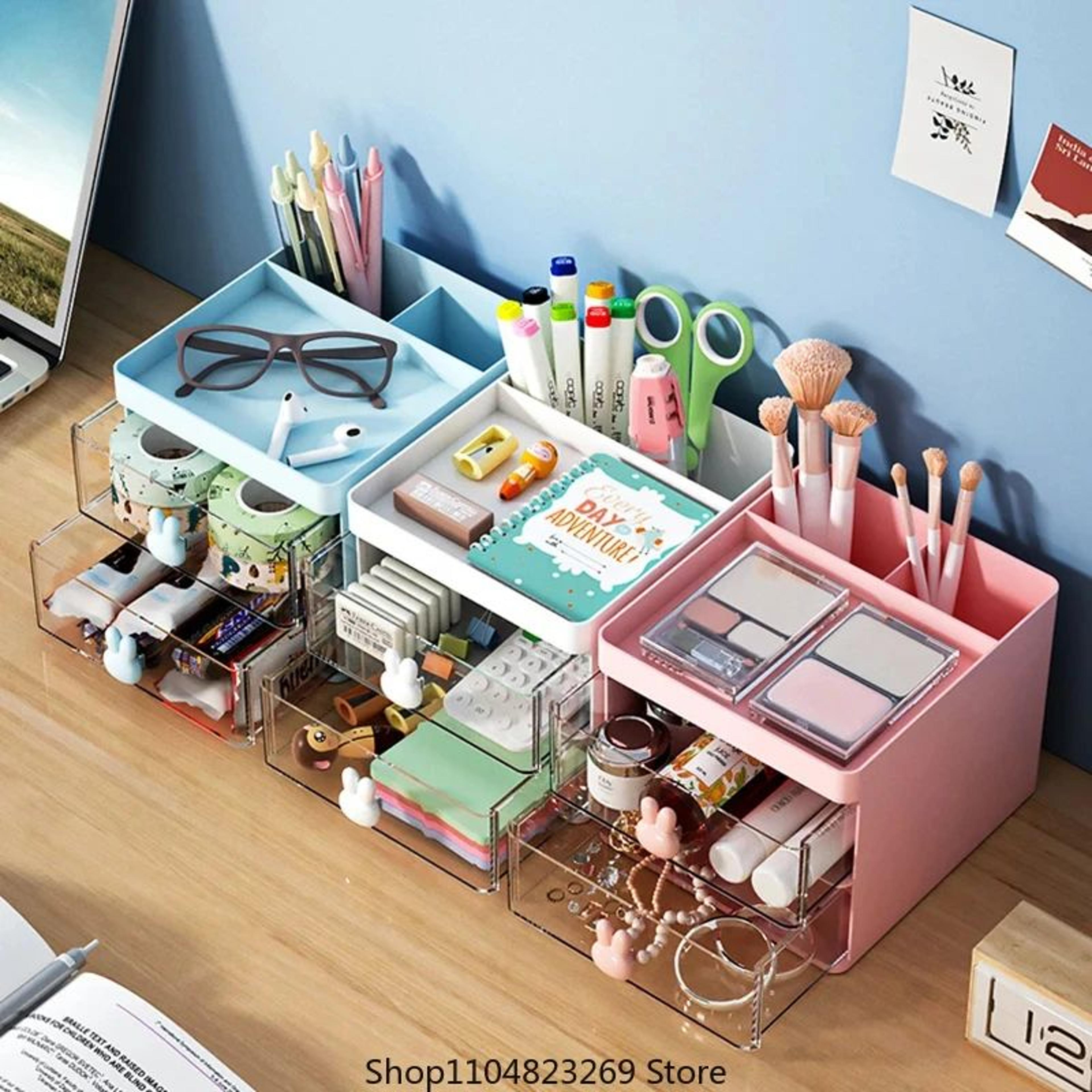 Small Desktop Organizer With Drawer For Stationery  Electronics 3
