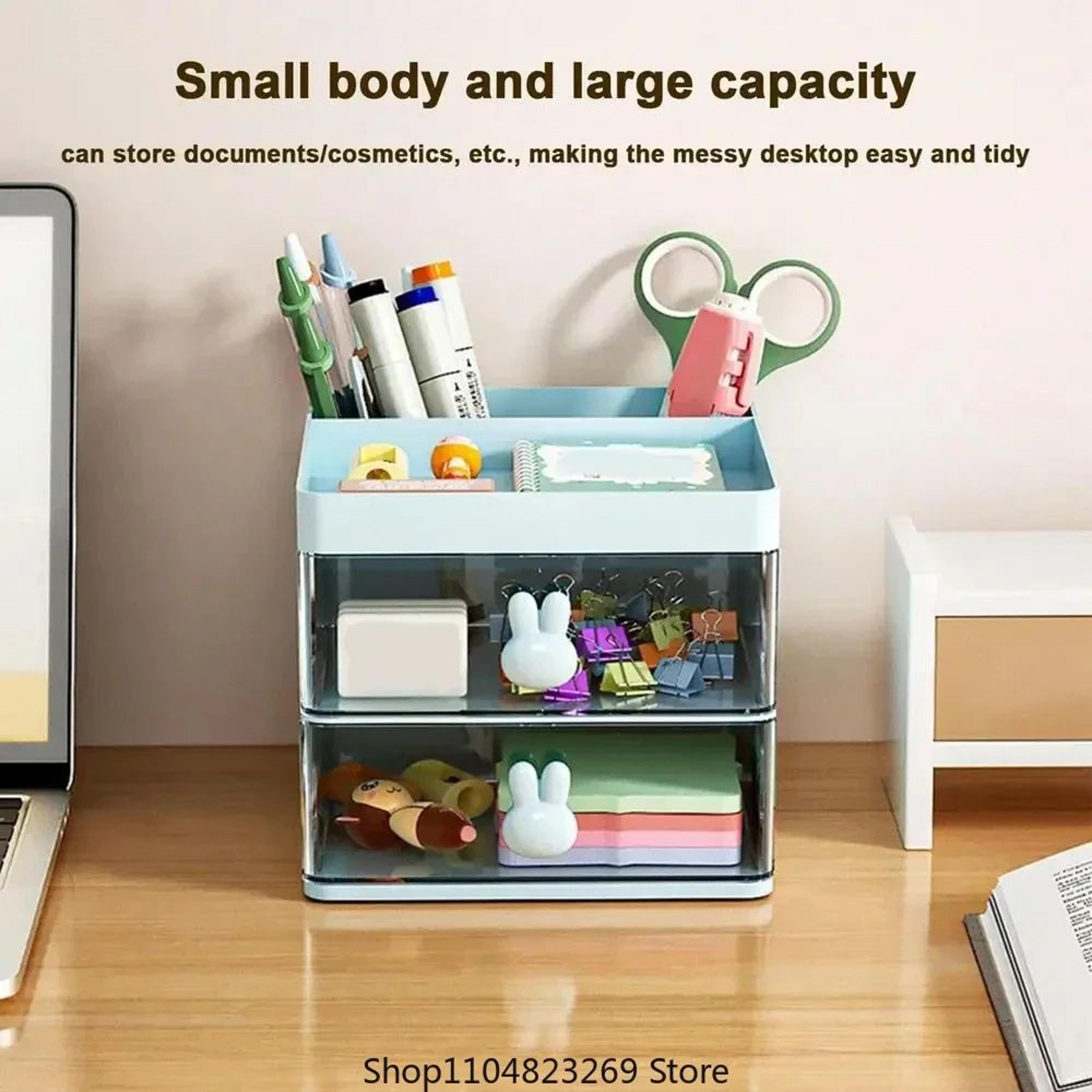 Small Desktop Organizer With Drawer For Stationery  Electronics 5
