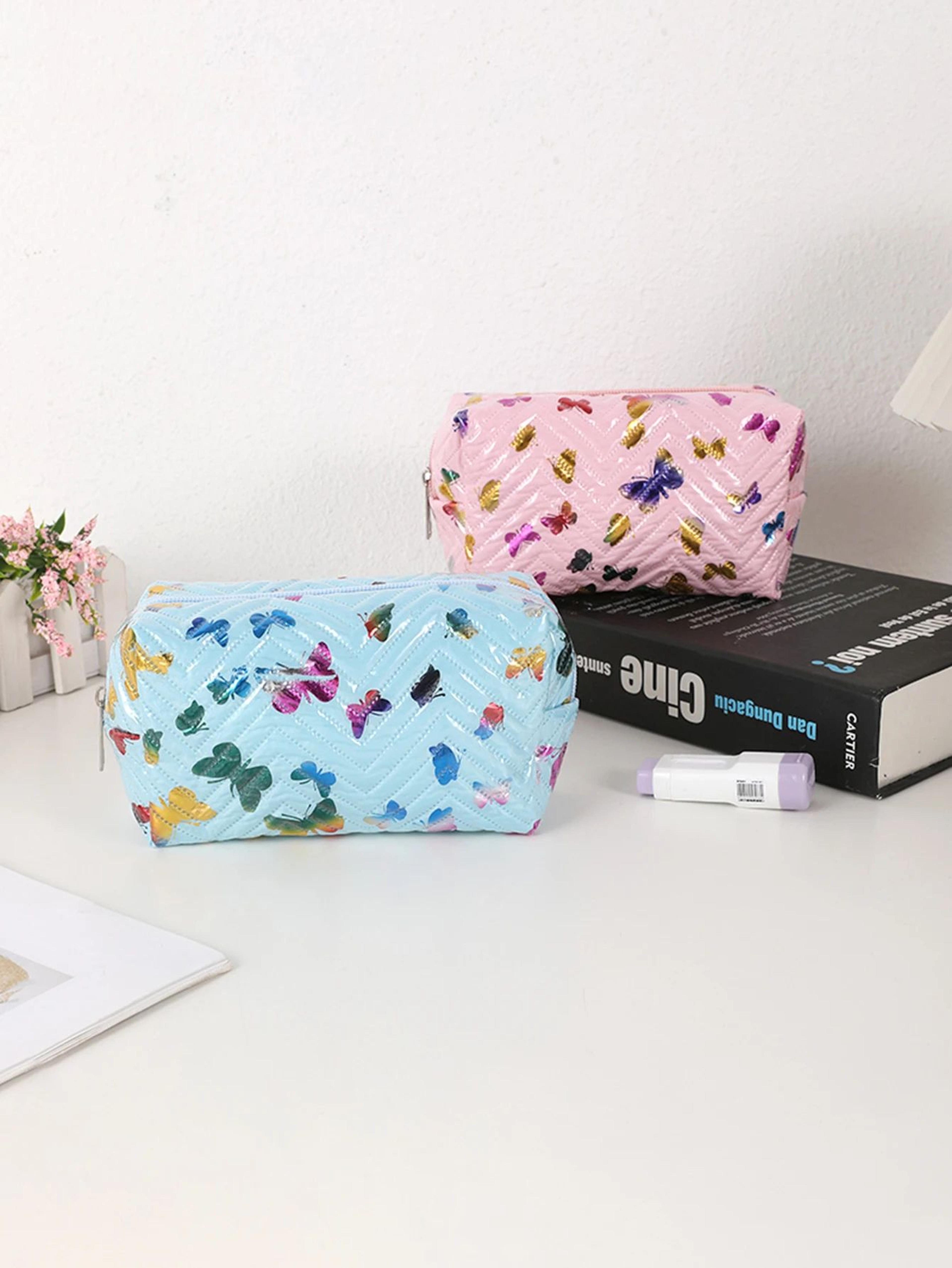Colorful Glossy Butterfly PU Leather Pencil Case And Desk Organizer 6