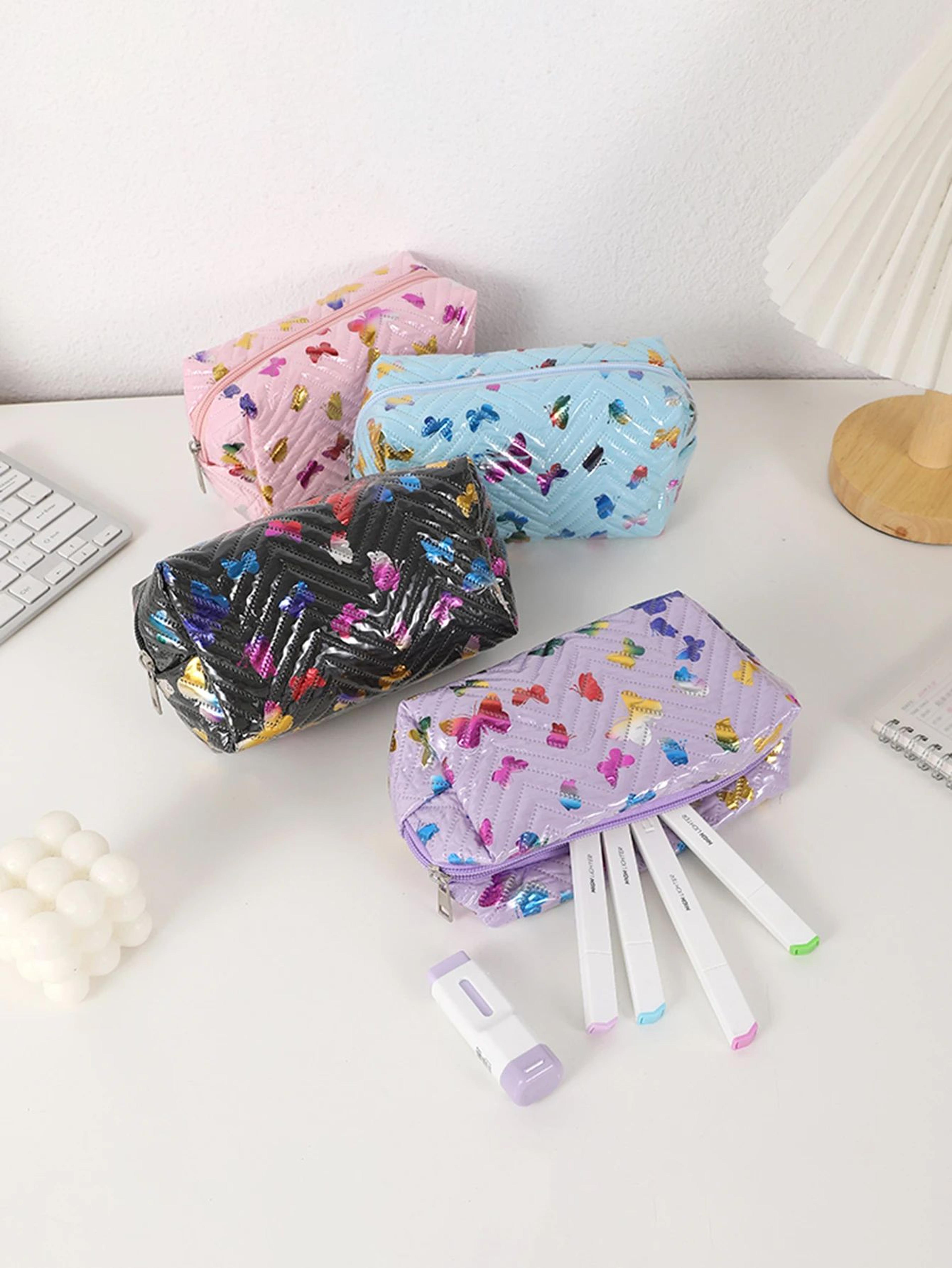 Colorful Glossy Butterfly PU Leather Pencil Case And Desk Organizer 7