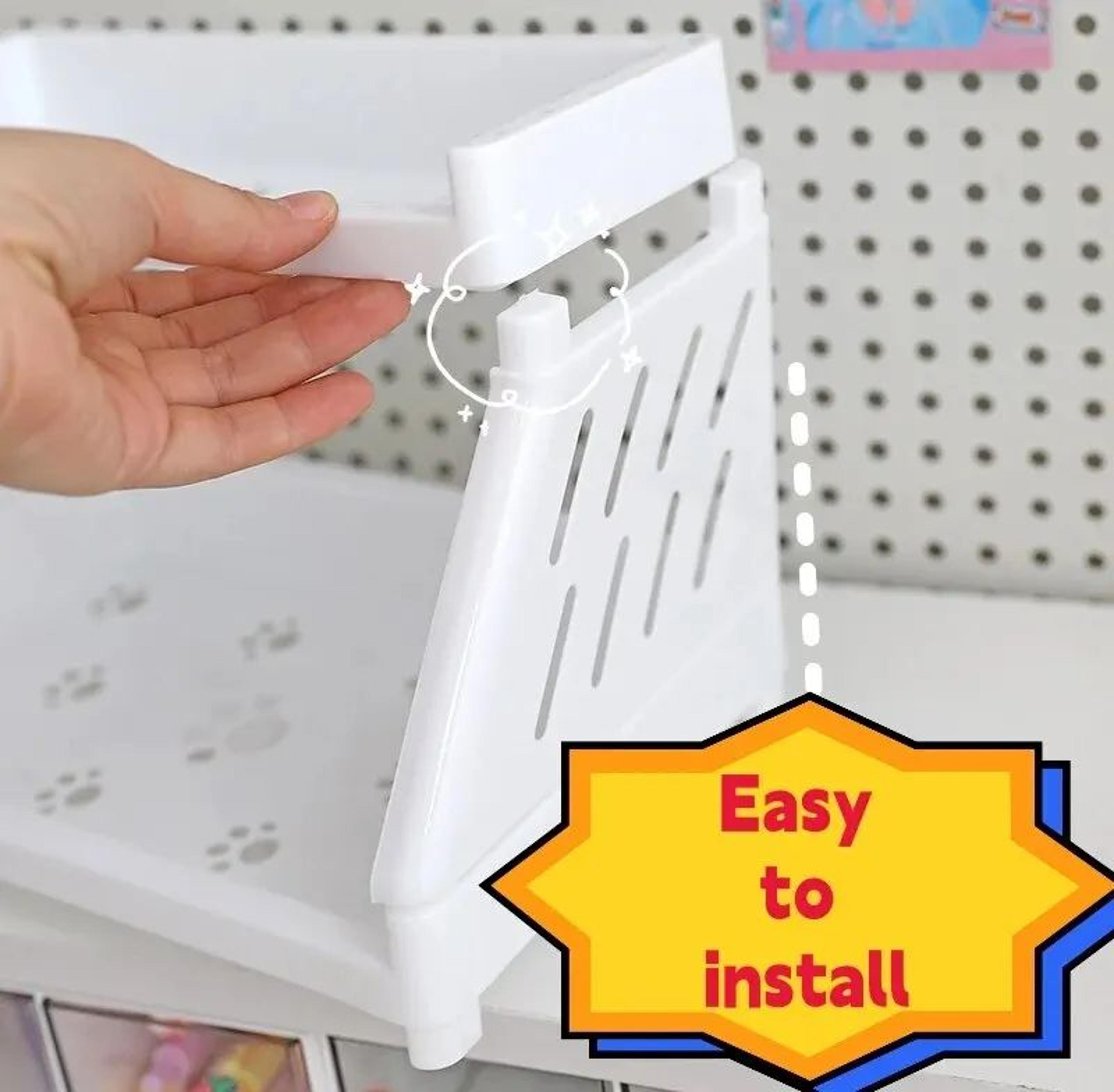White Double Tier Desktop Storage Shelf With Cats Paw Design 11