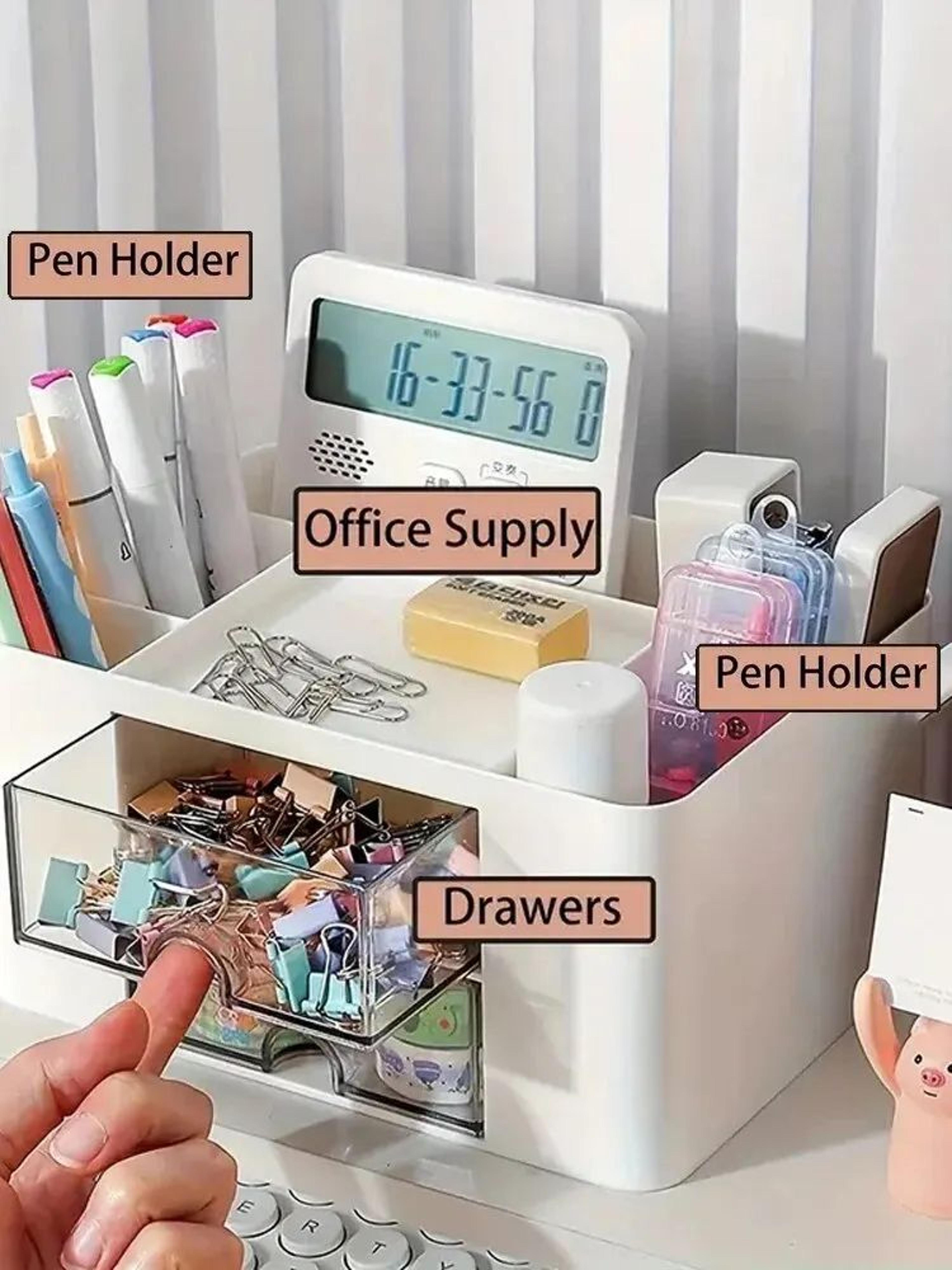 Large Capacity Pen Organizer With 2 Drawers For Desk 5