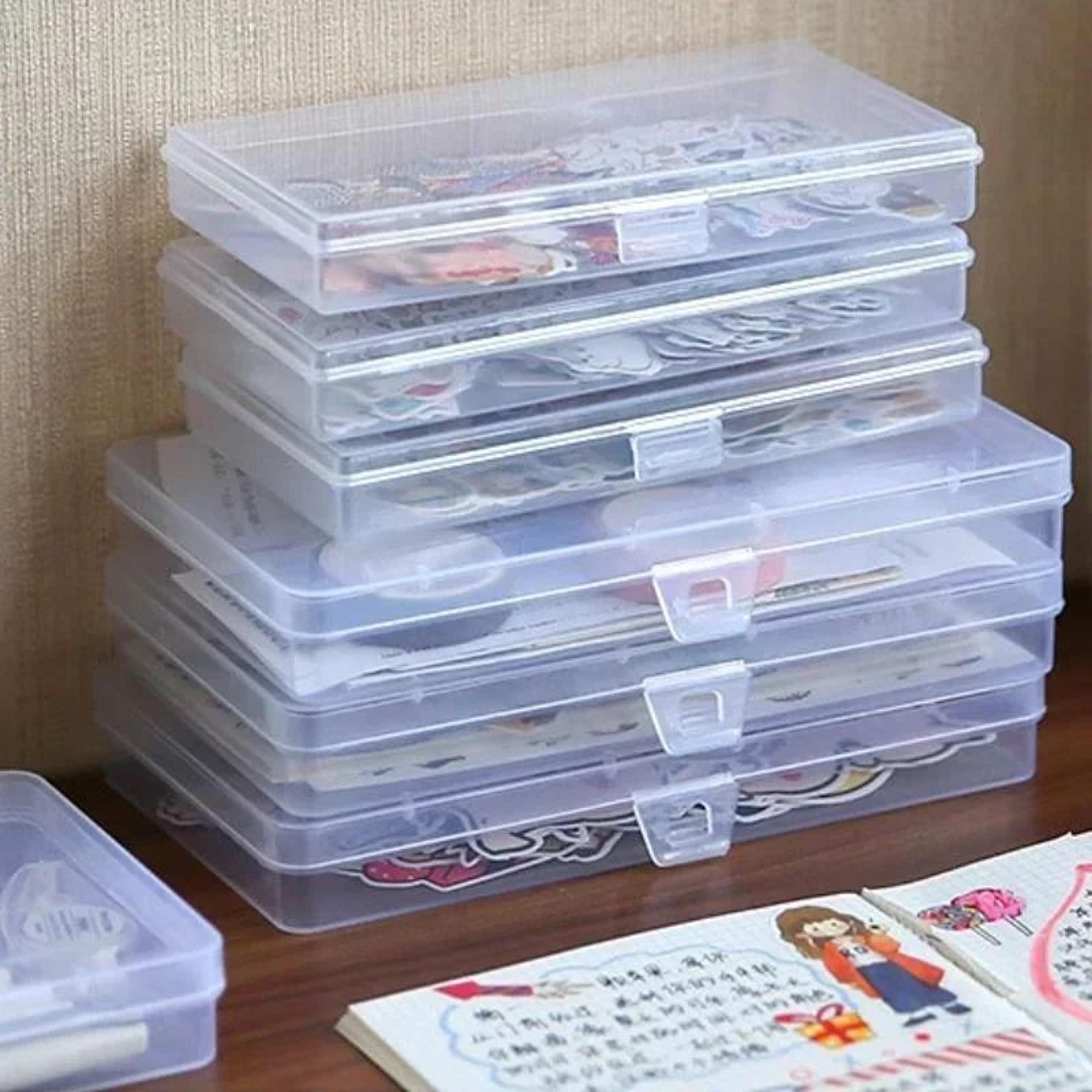Mini Transparent Plastic Stationery Storage Box Organizer 5