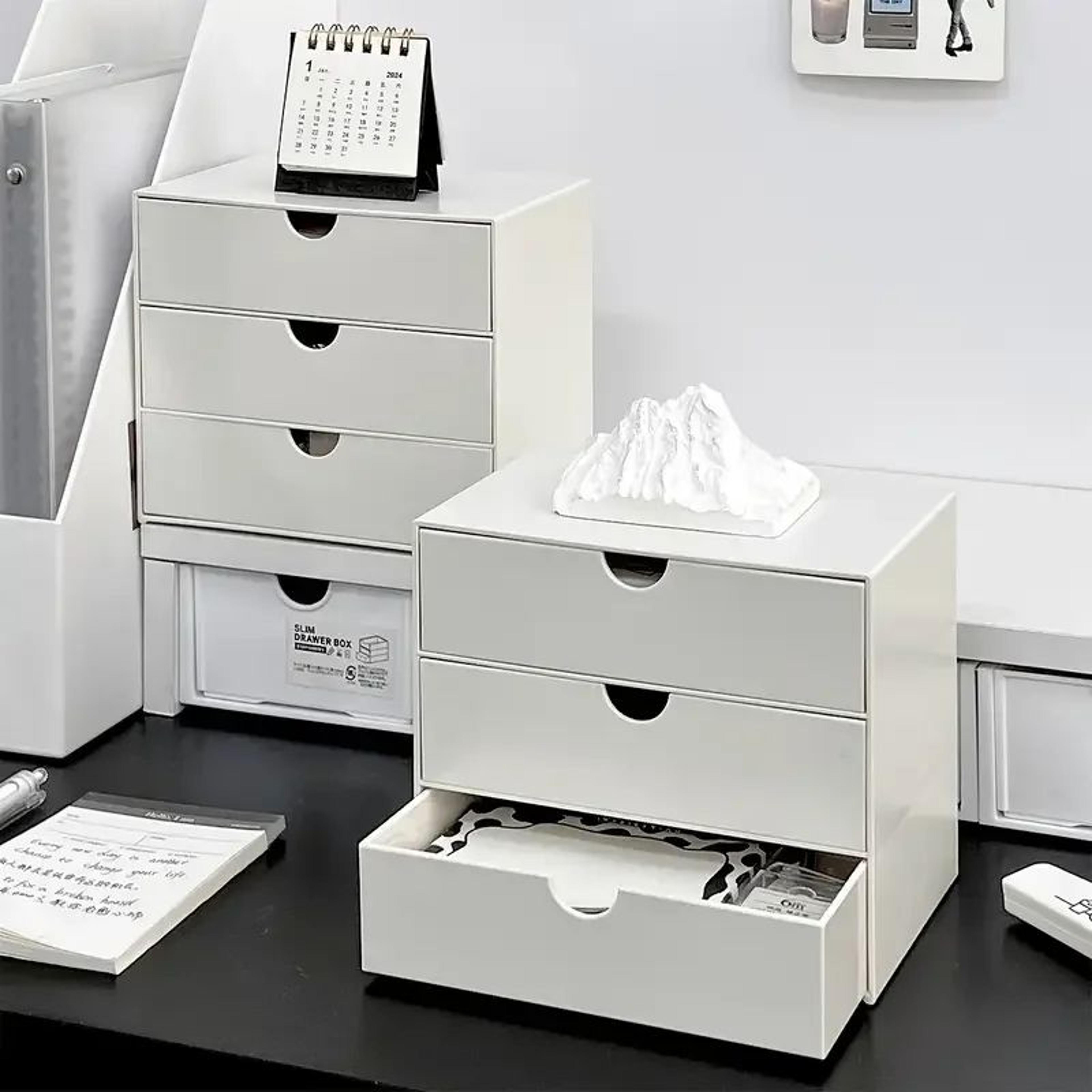 3Layer Stackable Plastic Storage Drawer Rack Desk Organizer 0