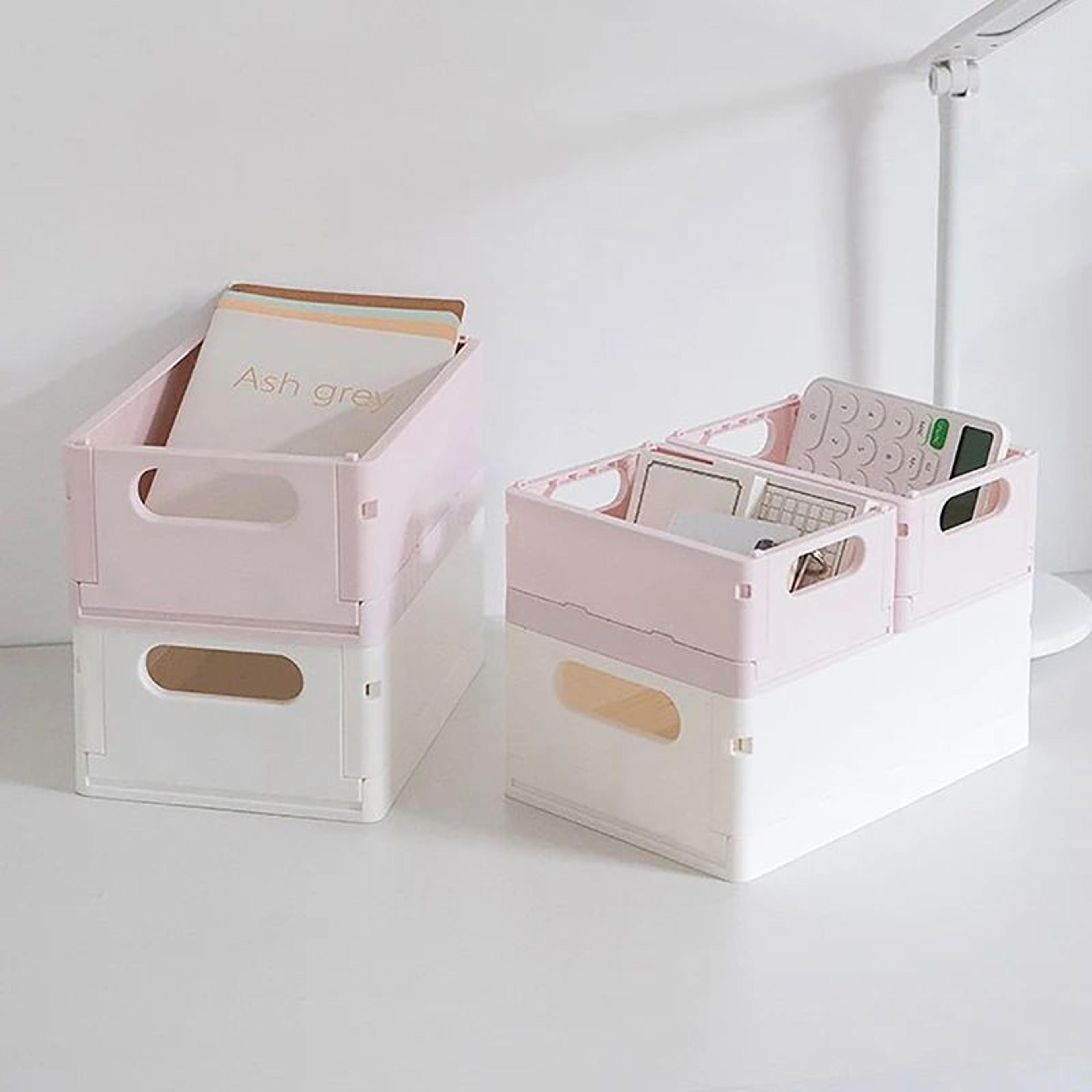 Collapsible Plastic Folding Storage Crate For Desktop  Home 7