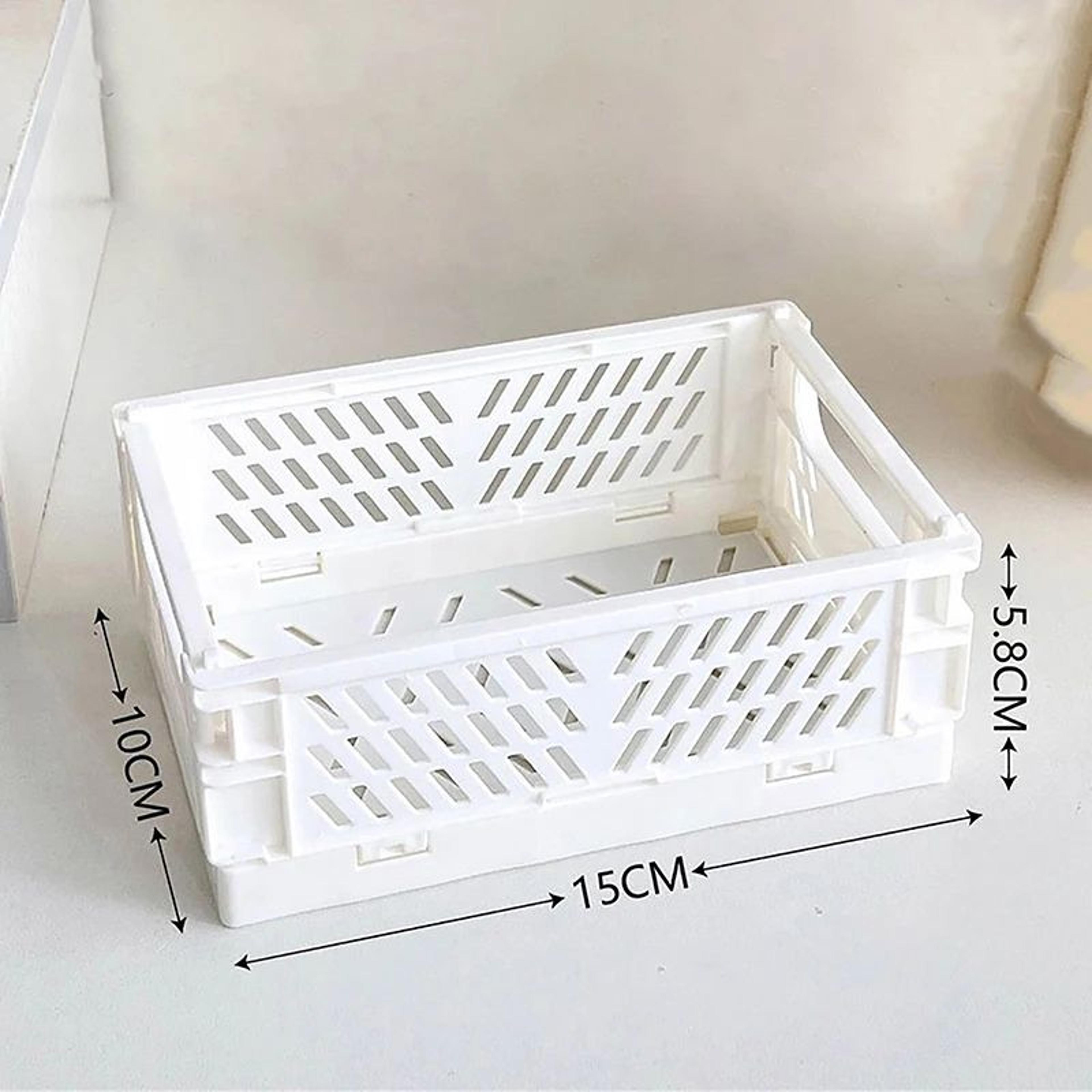 Collapsible Plastic Folding Storage Crate For Desktop  Home 11