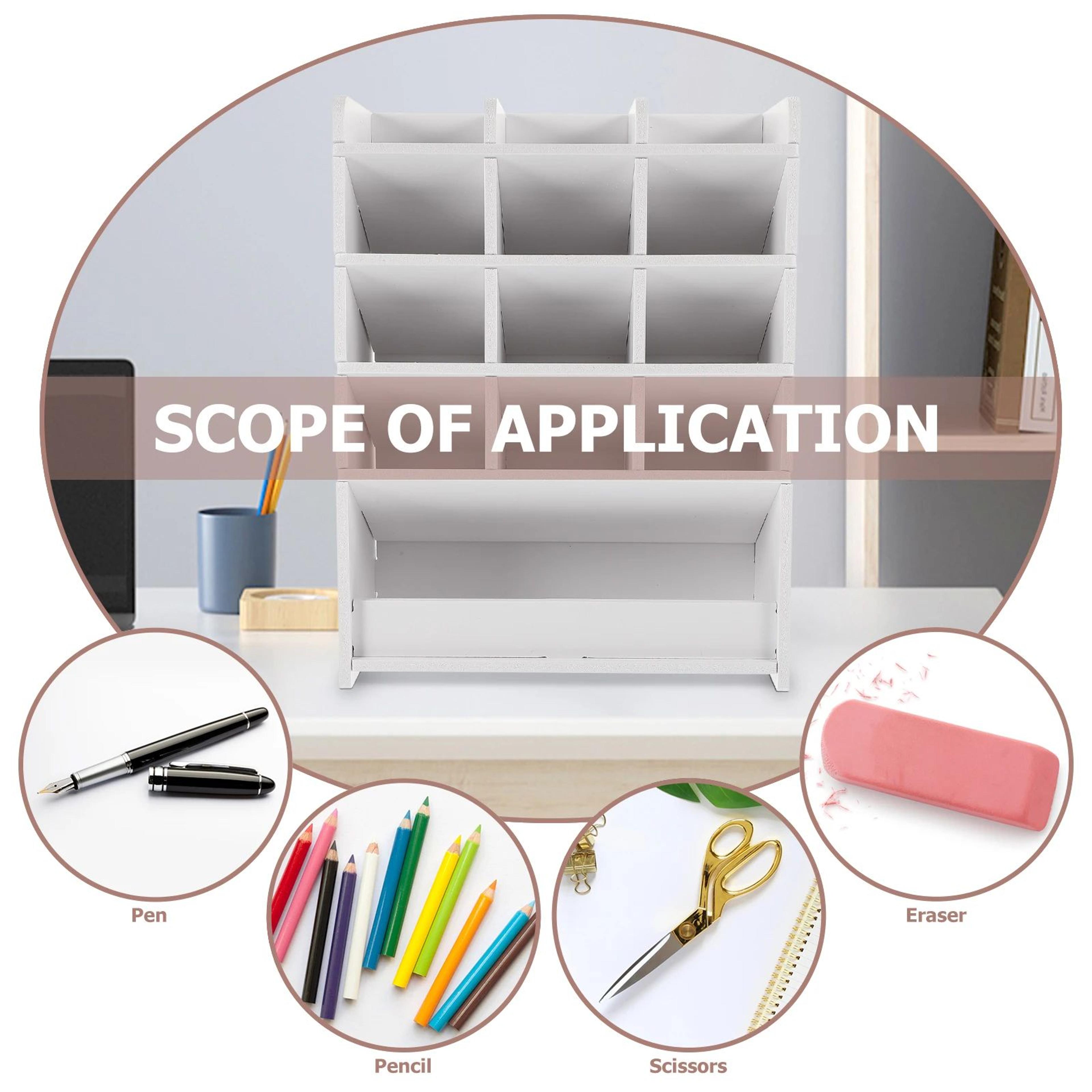 Wooden Desktop Stationery And Remote Control Organizer Box 3