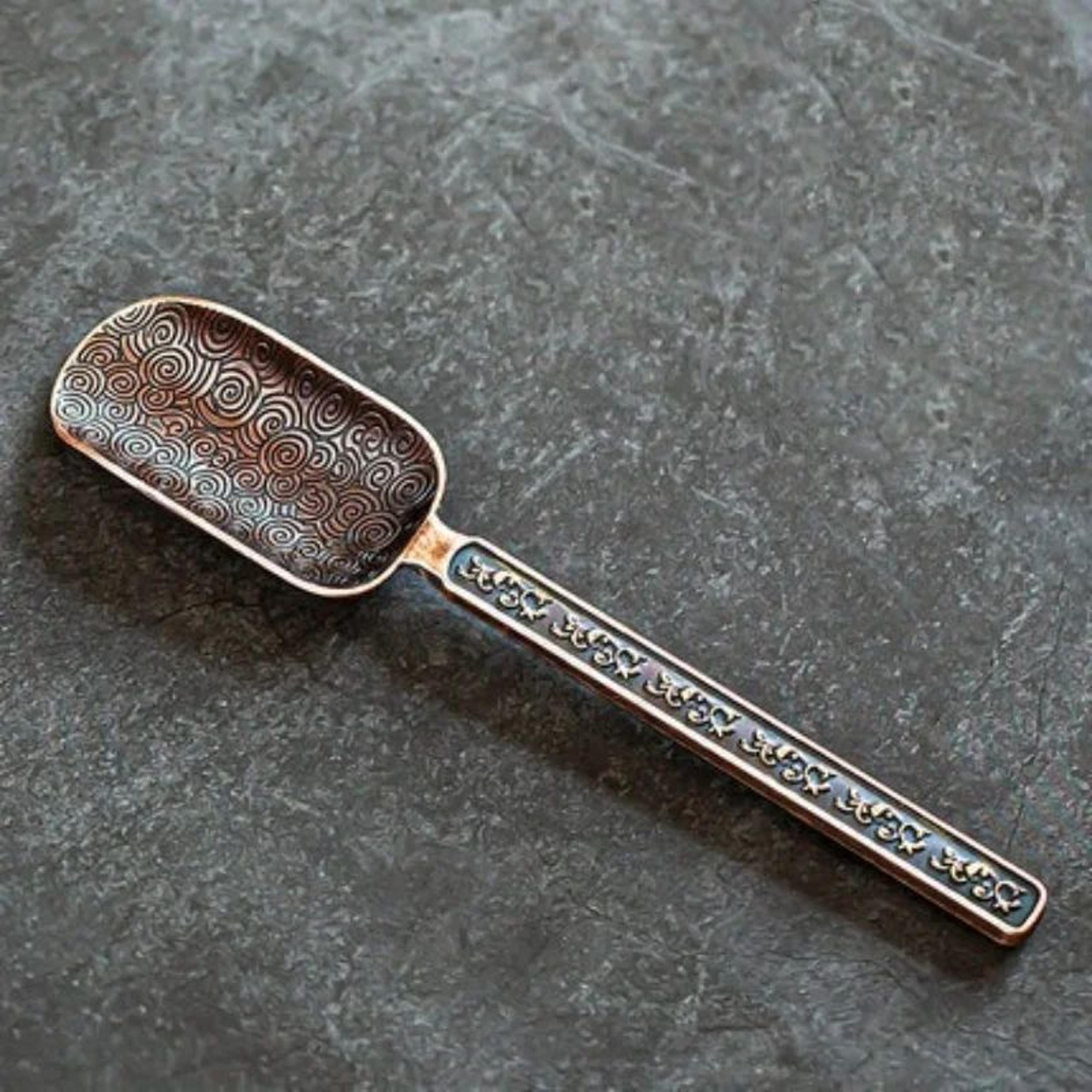 Retro Alloy Tea Spoon With Auspicious Cloud Design 14