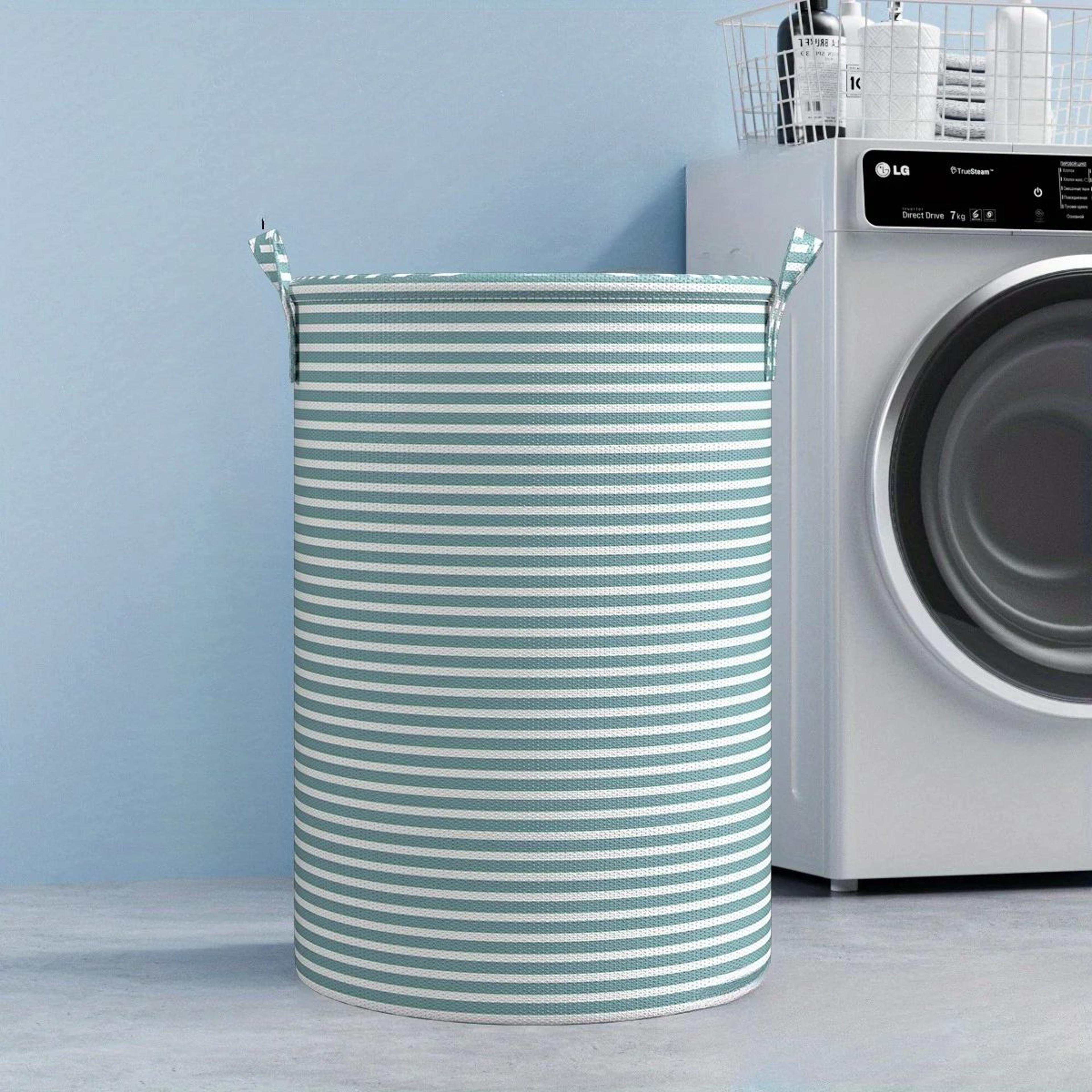 Foldable Striped Laundry Storage Basket 3